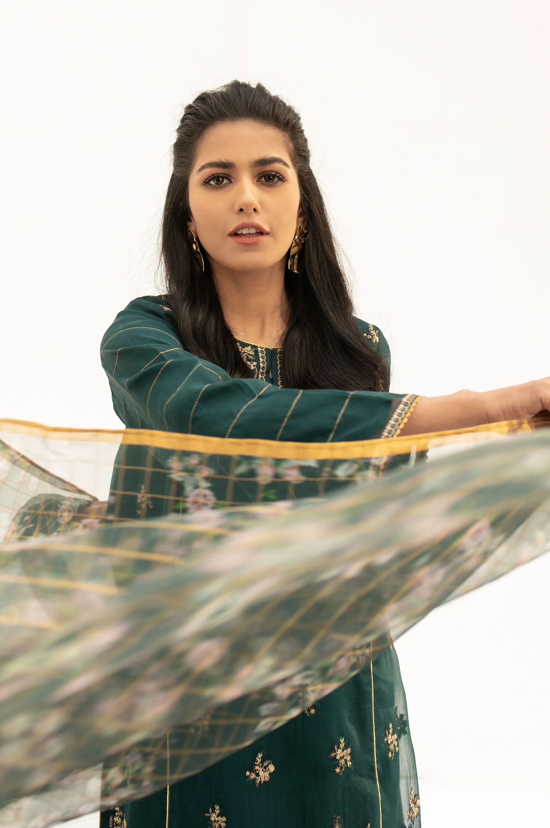 Stitched 2 Pieces Embroidered Organza Outfit - Image 5