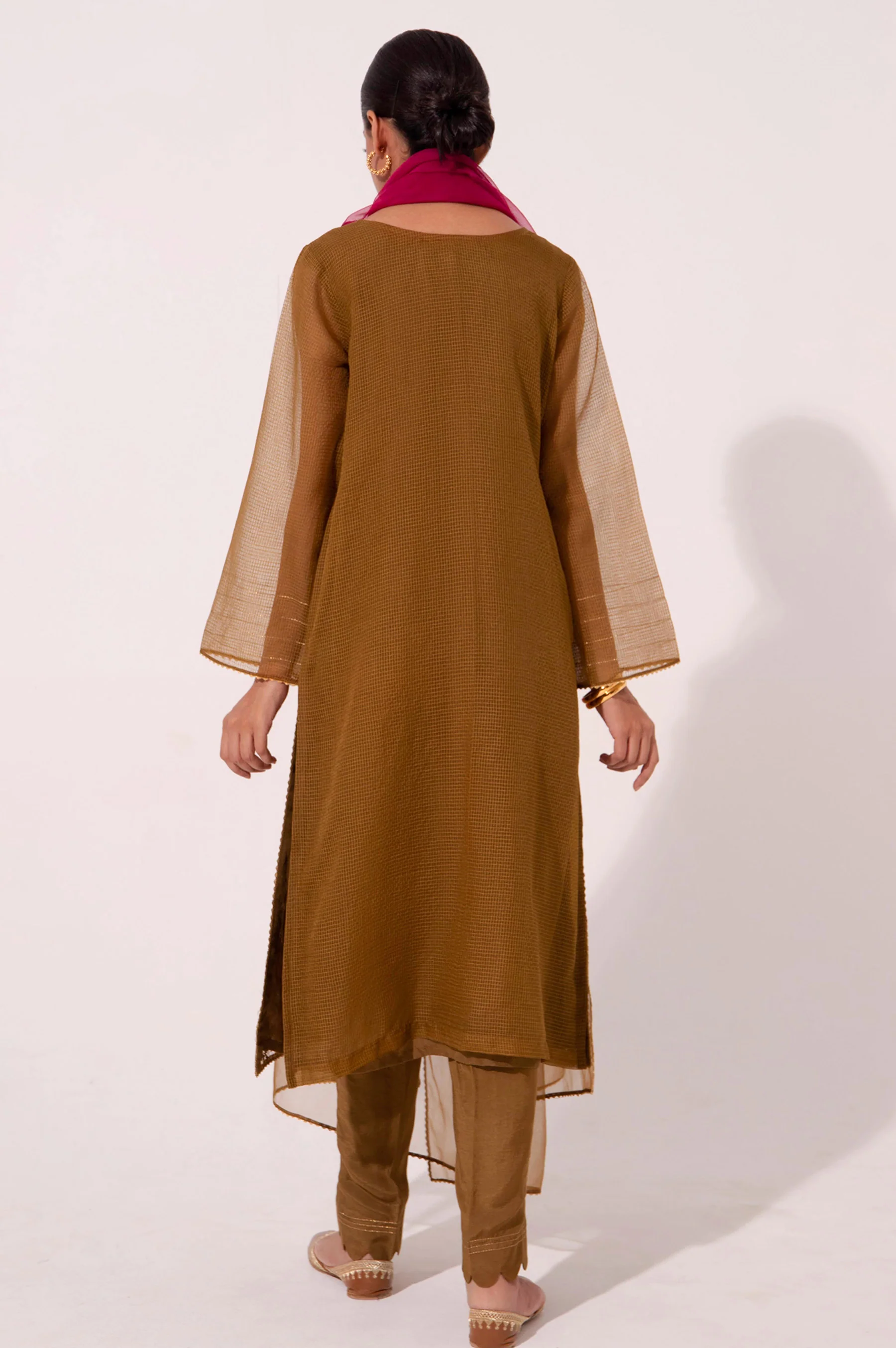 Stitched 2 Piece Embroidered Textured Organza Suit. - Image 2