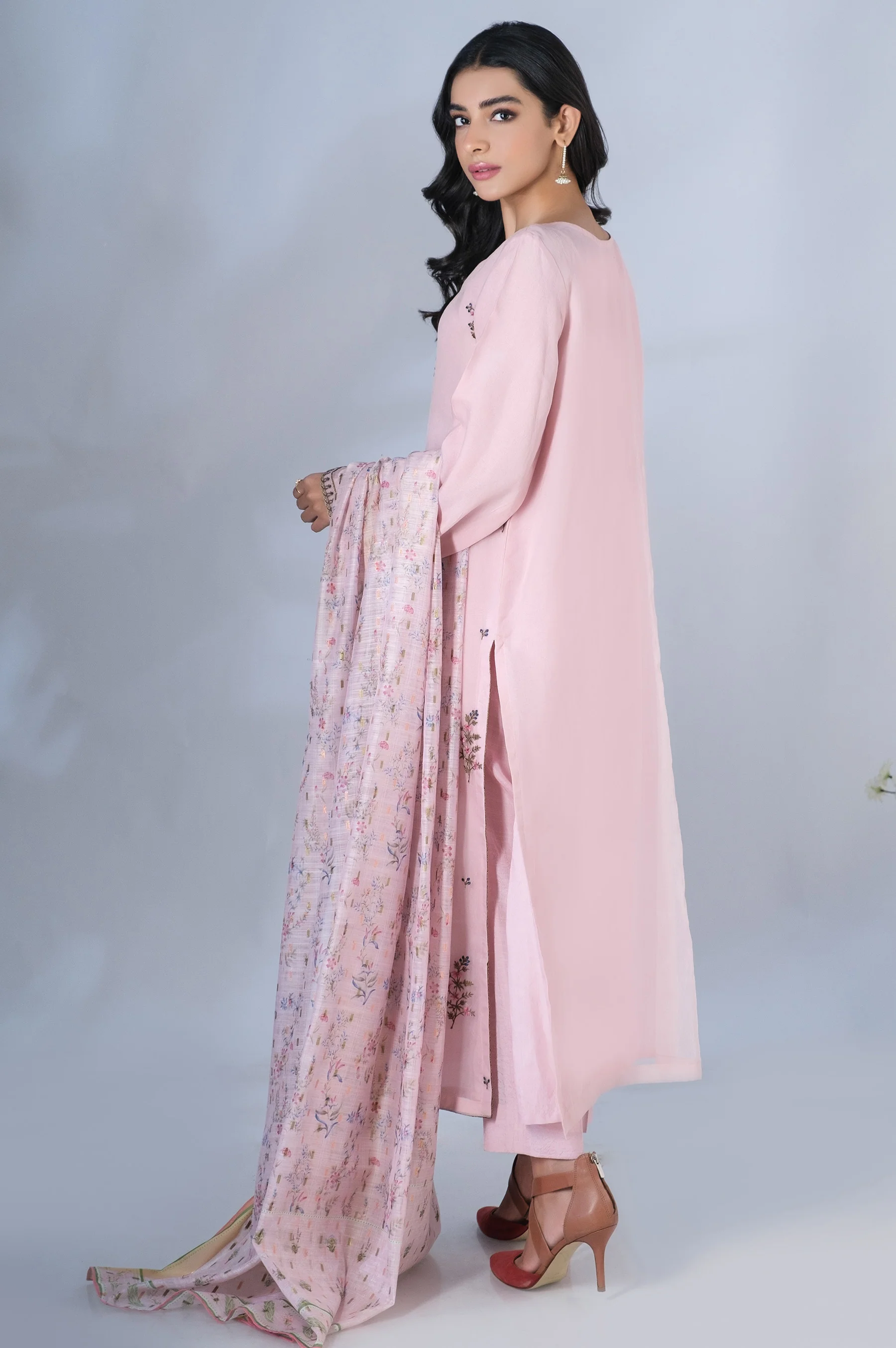 Stitched 2 Piece Organza Embroidered Outfit - Image 4