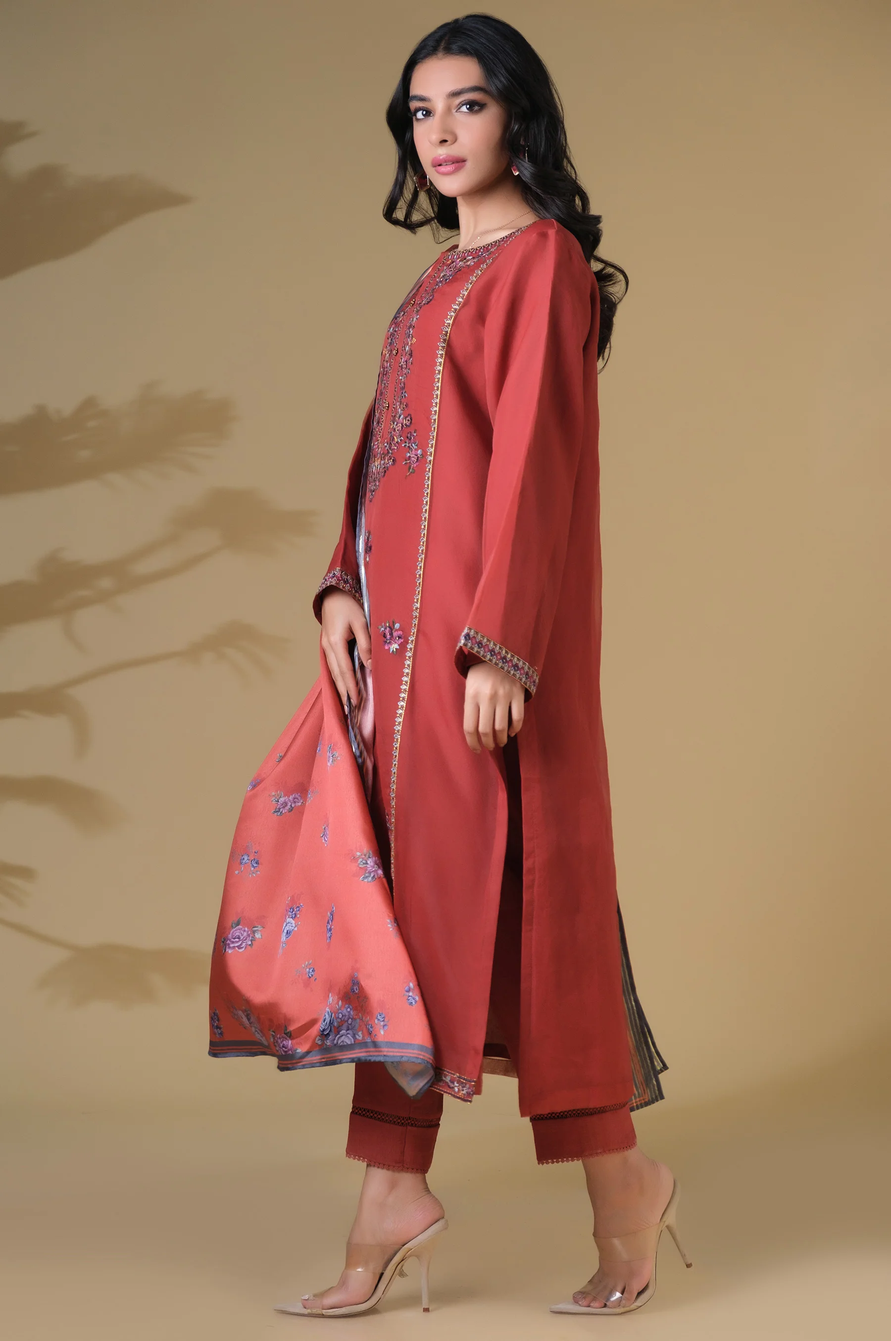 Stitched 2 Piece Organza Embroidered Outfit - Image 2