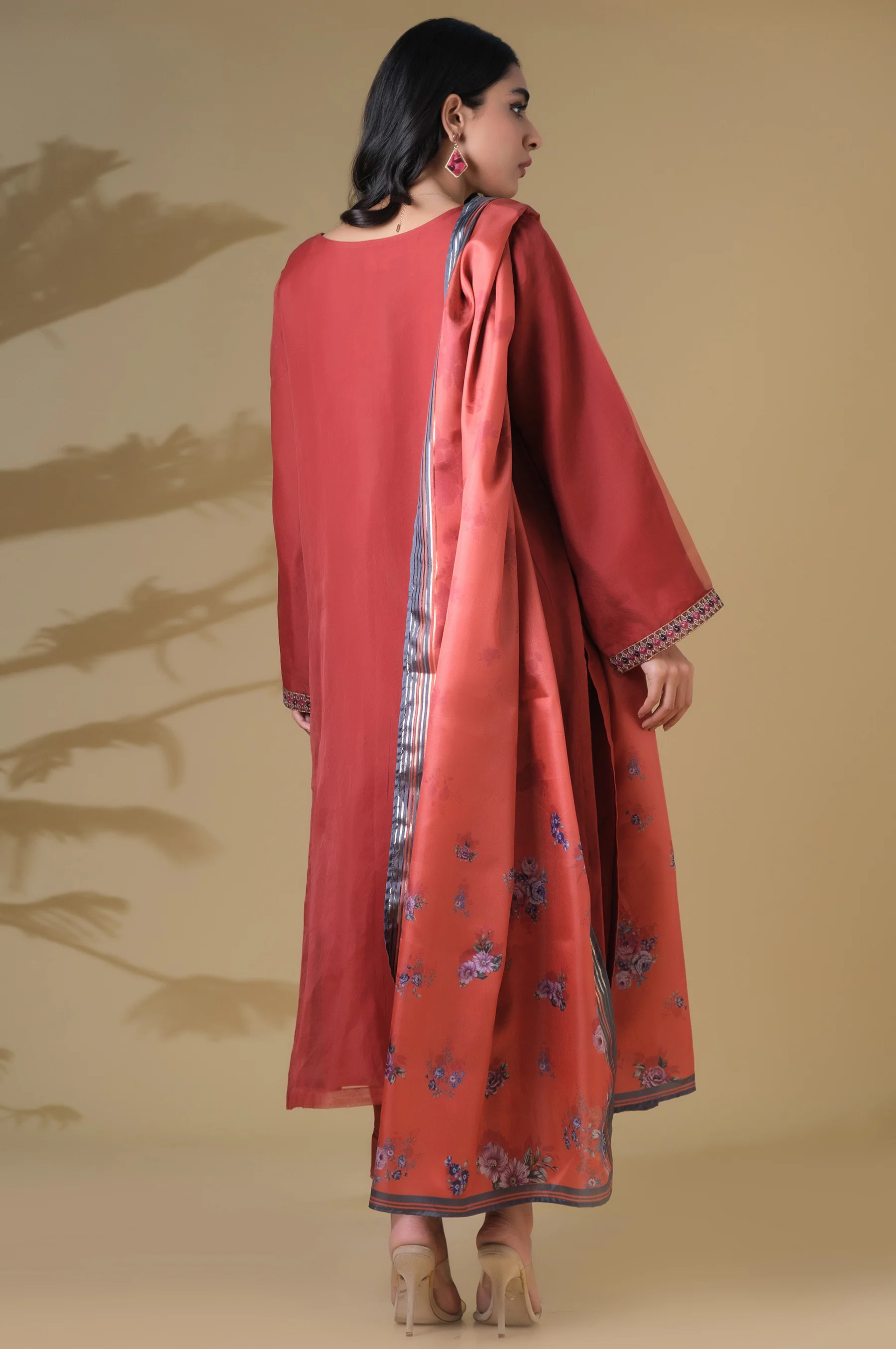 Stitched 2 Piece Organza Embroidered Outfit - Image 5