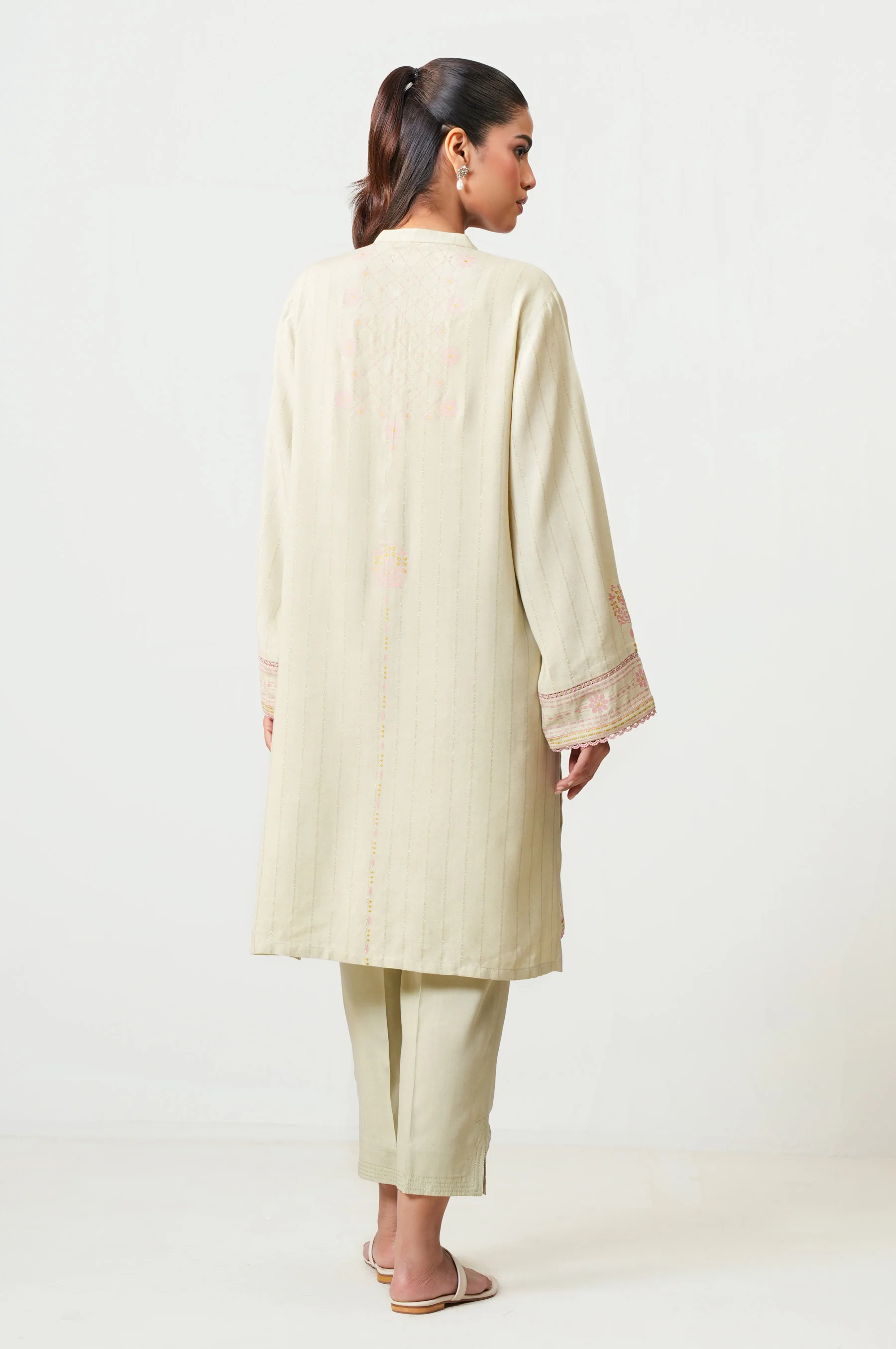Stitched 2 Piece Paste Printed Viscose Crepe Lurex Suit - Image 4