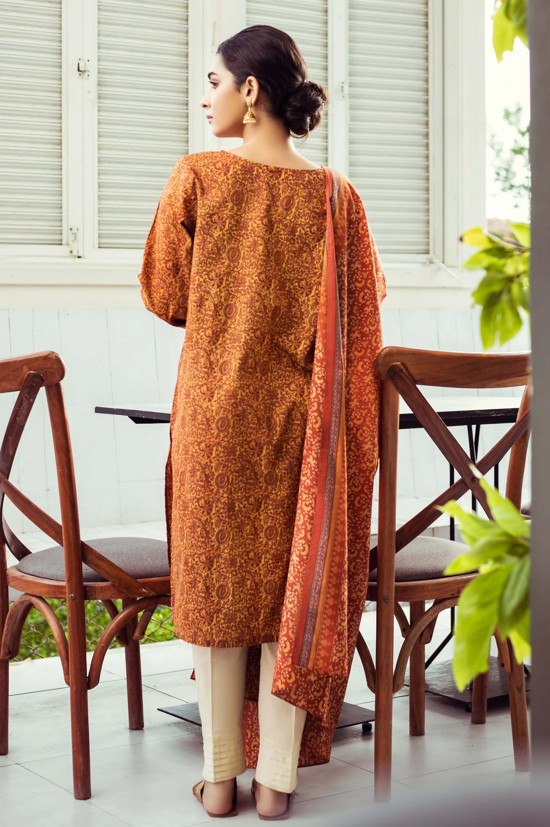 Stitched 2 Piece Printed Cambric Suit - Image 2