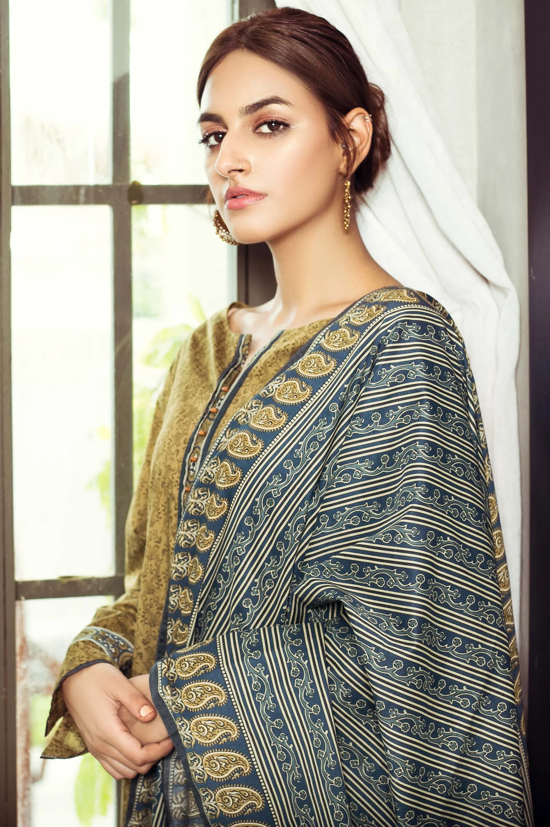 Stitched 2 Piece Printed Cambric Suit - Image 2