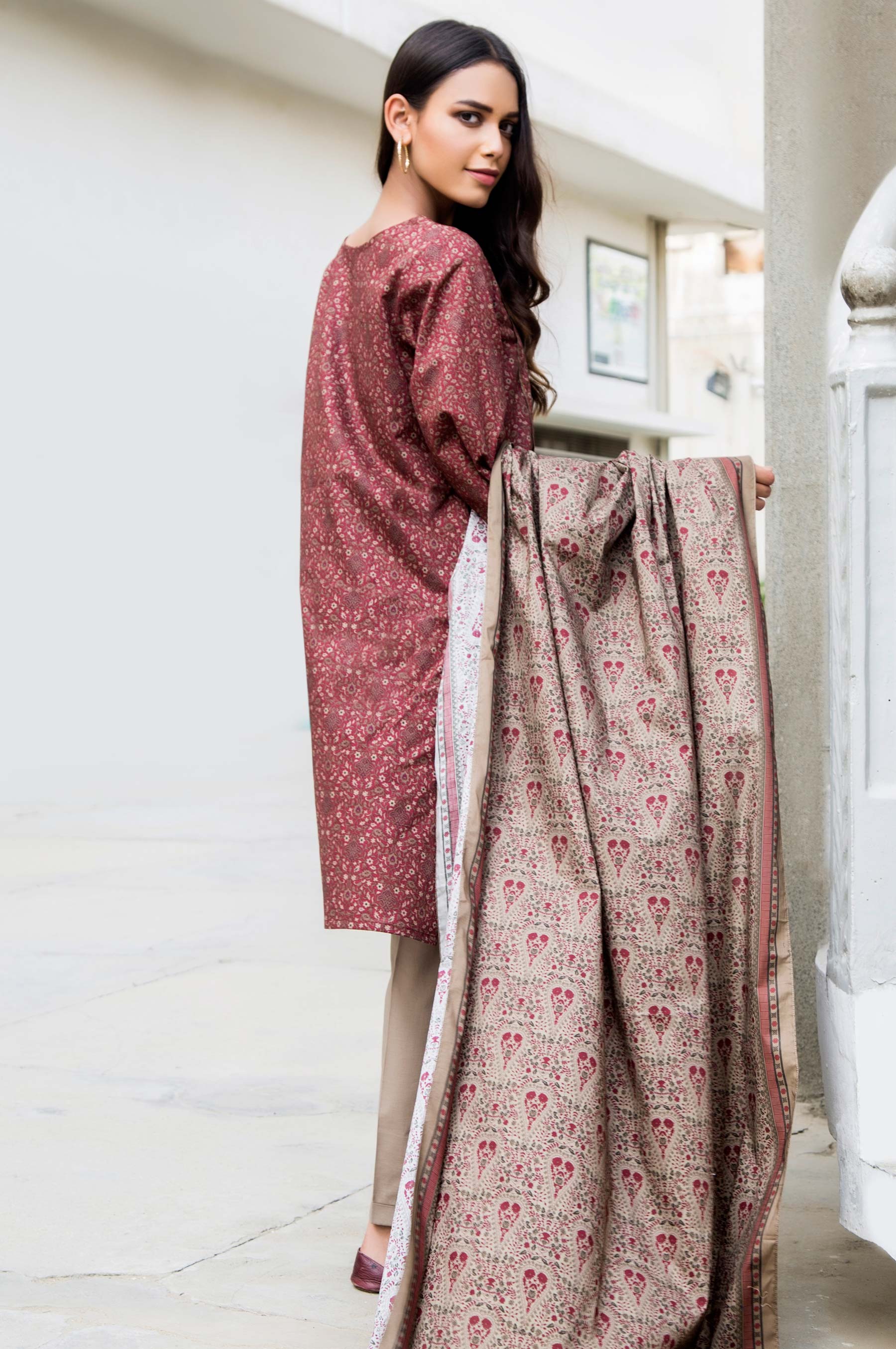 Stitched 2 Piece Printed Cambric Suit - Image 2