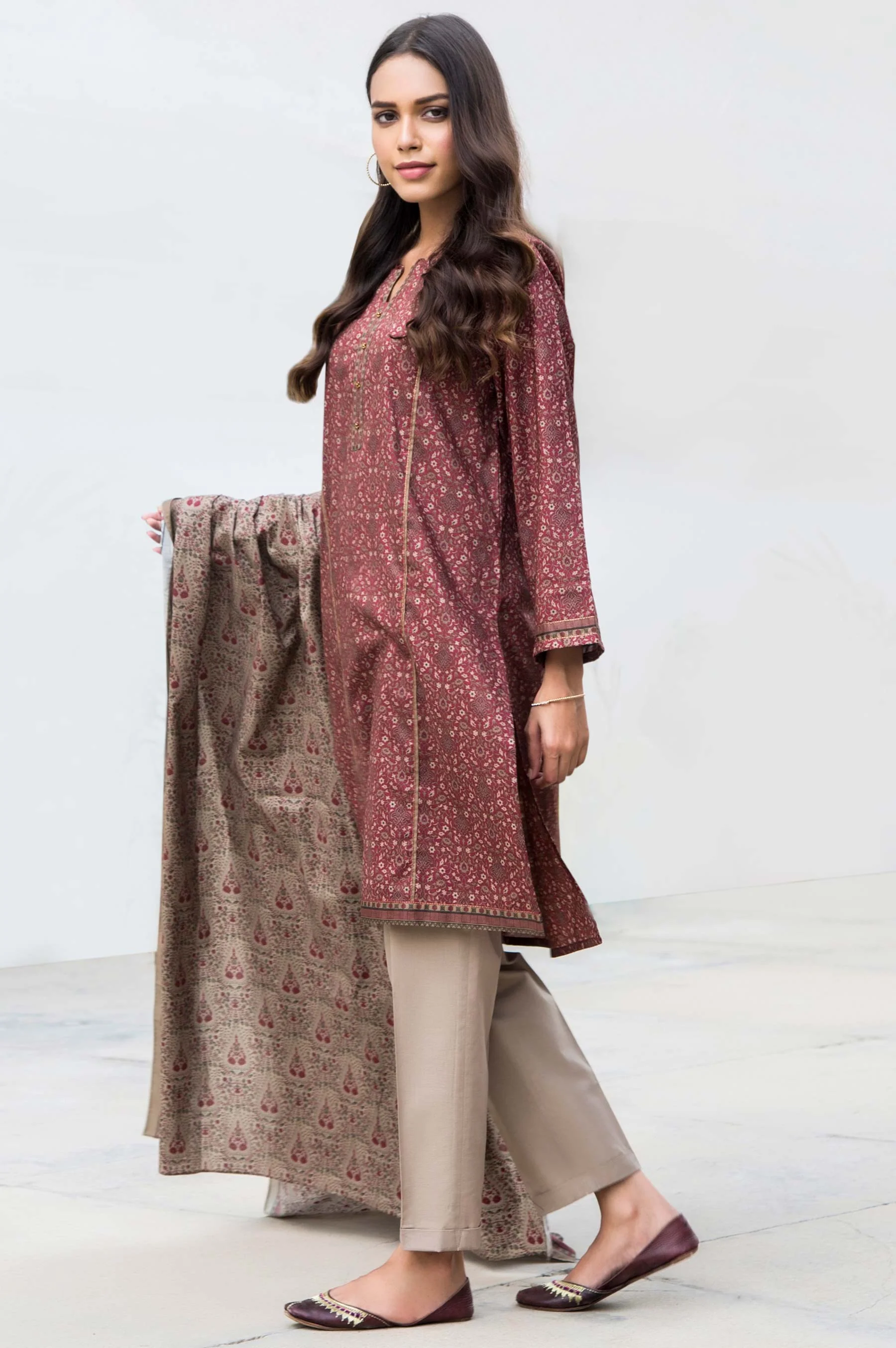 Stitched 2 Piece Printed Cambric Suit - Image 3