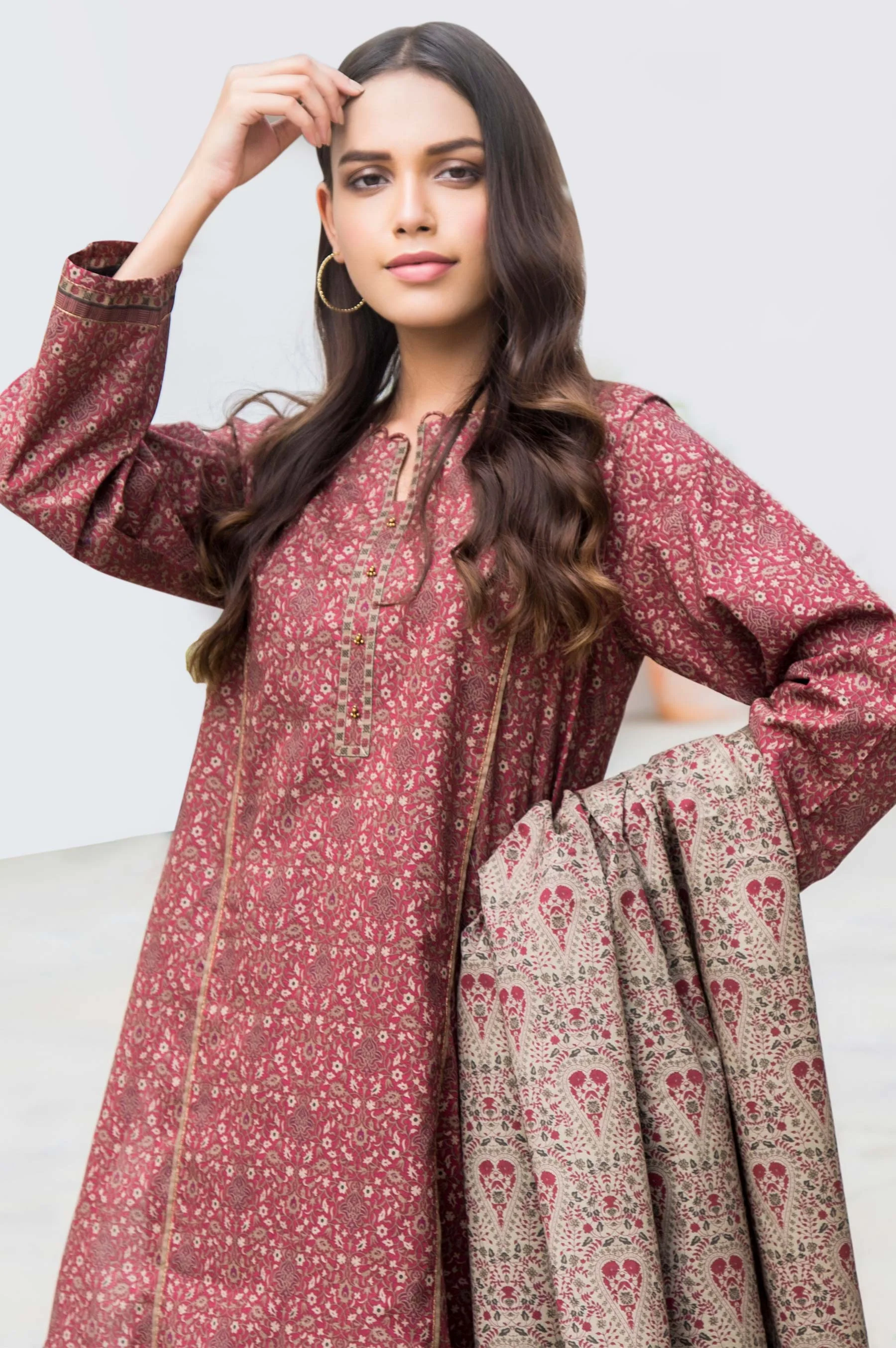 Stitched 2 Piece Printed Cambric Suit - Image 5
