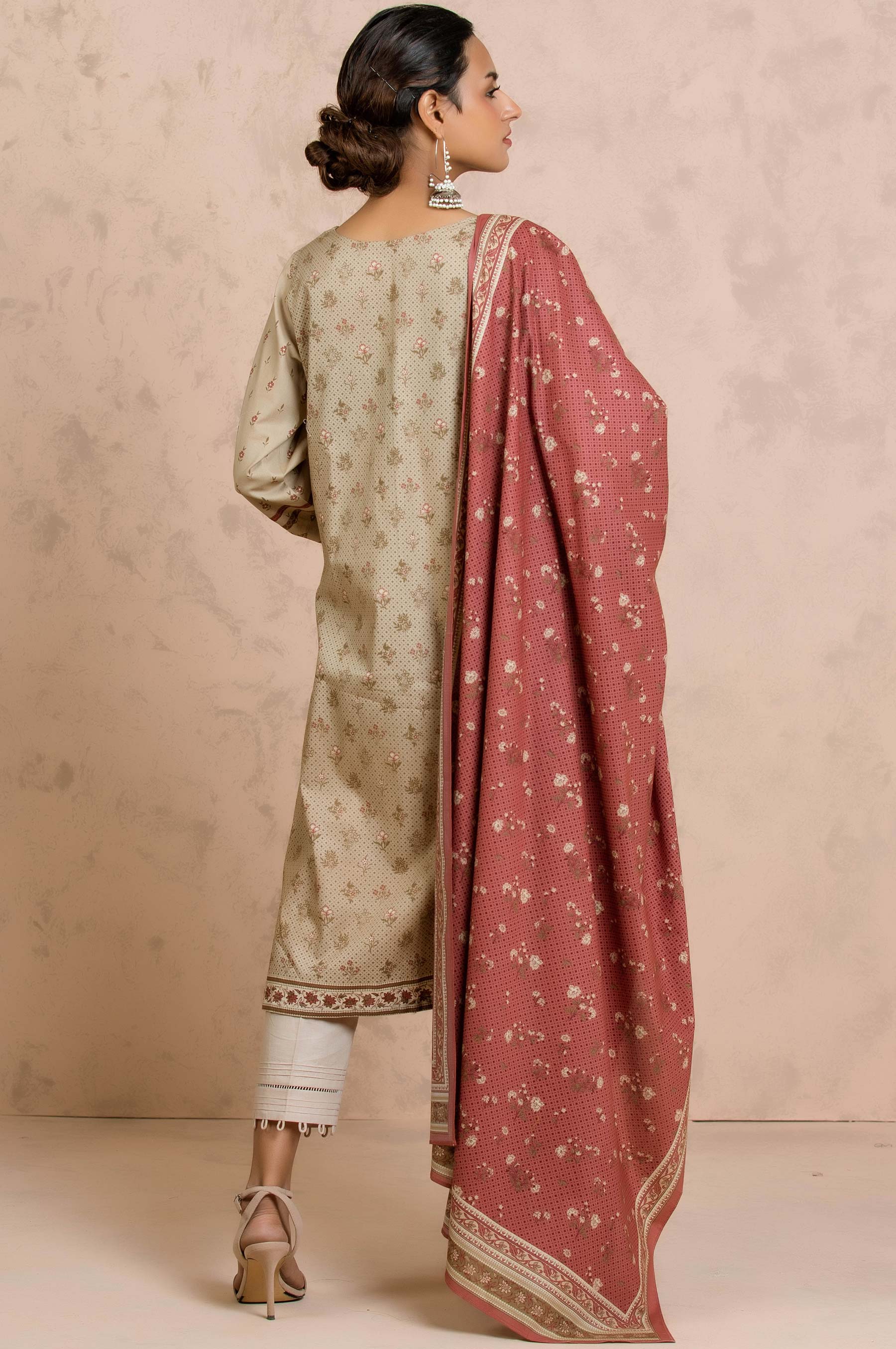 Stitched 2 Piece Printed Cambric Suit - Image 2
