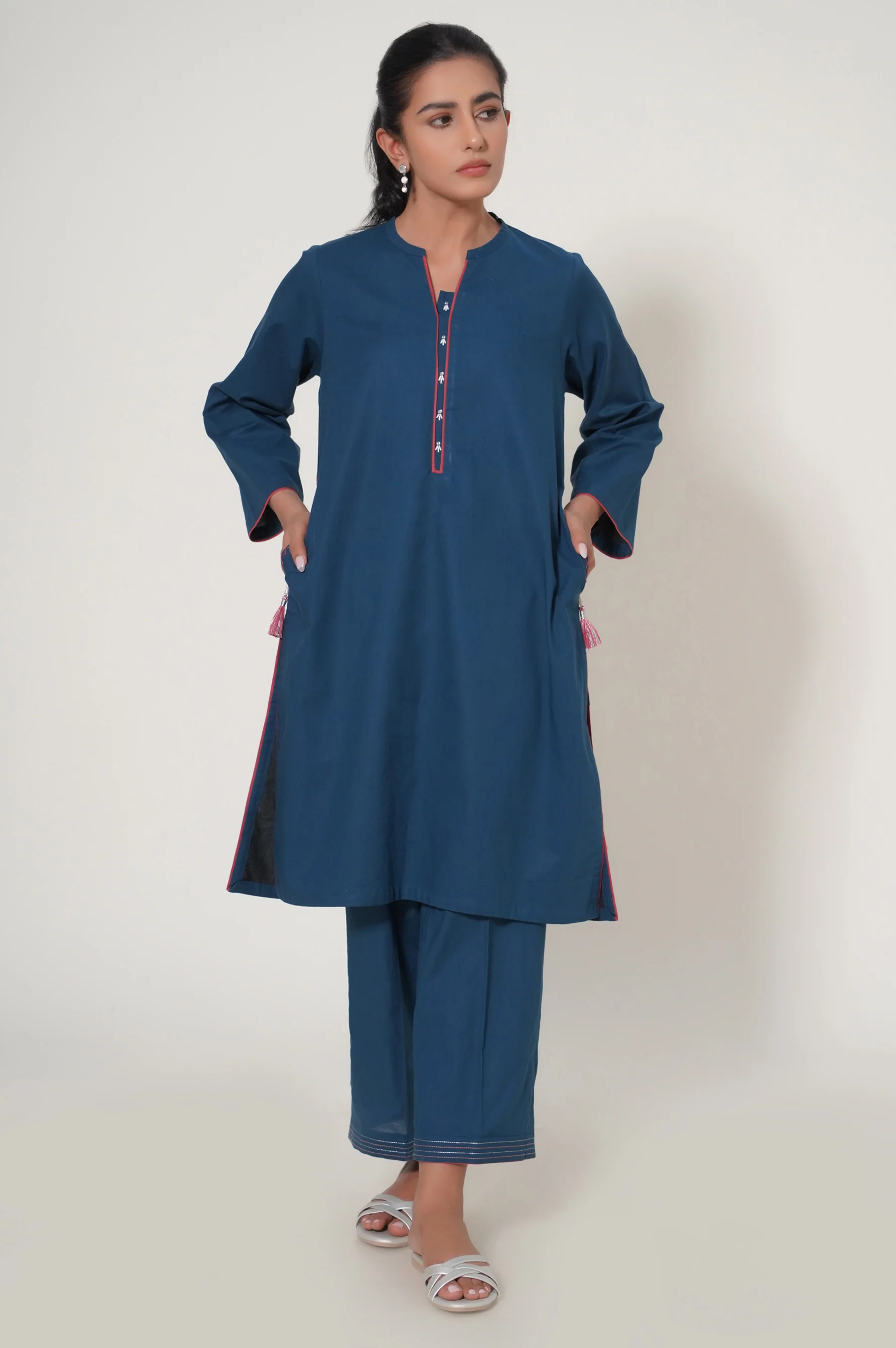 Stitched 2 Piece Printed Cambric Suit - Image 5