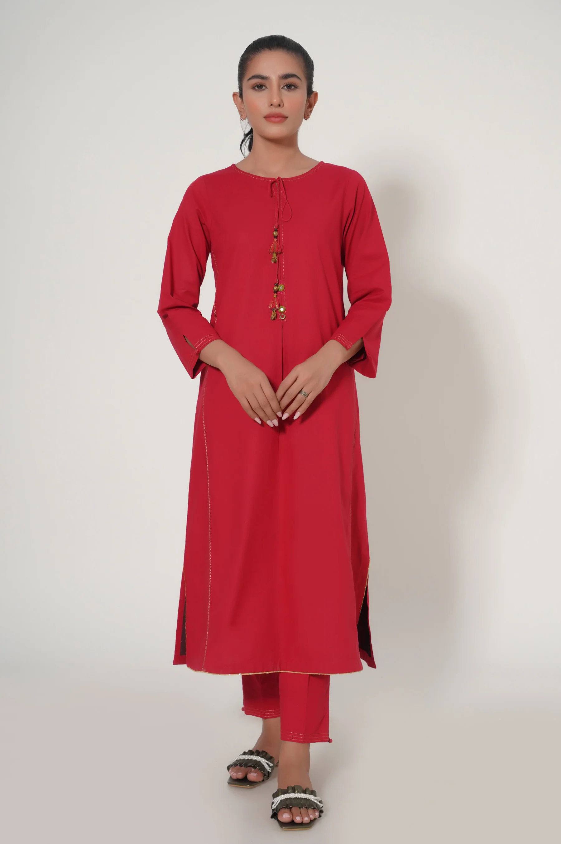 Stitched 2 Piece Printed Cambric Suit