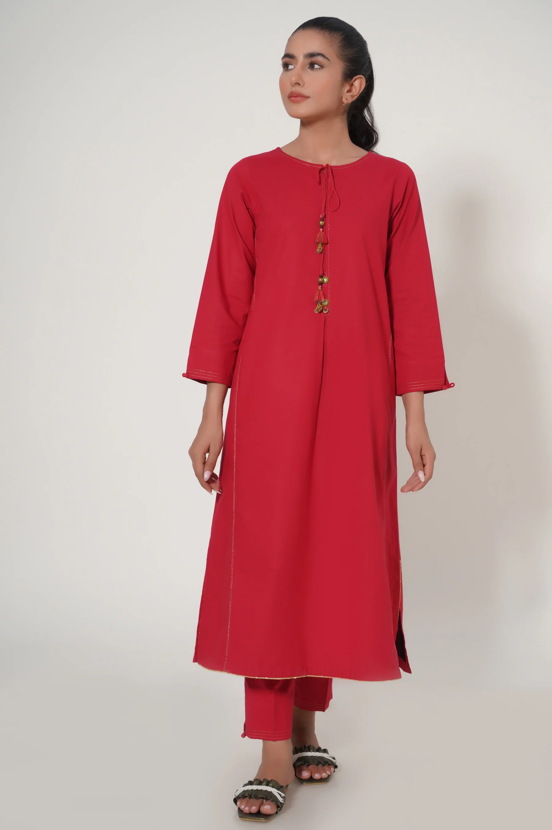 Stitched 2 Piece Printed Cambric Suit - Image 2