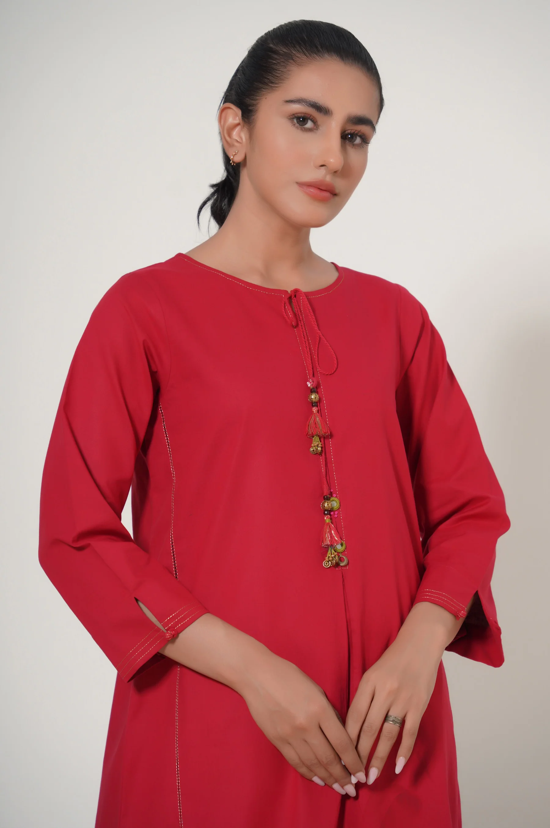 Stitched 2 Piece Printed Cambric Suit - Image 5