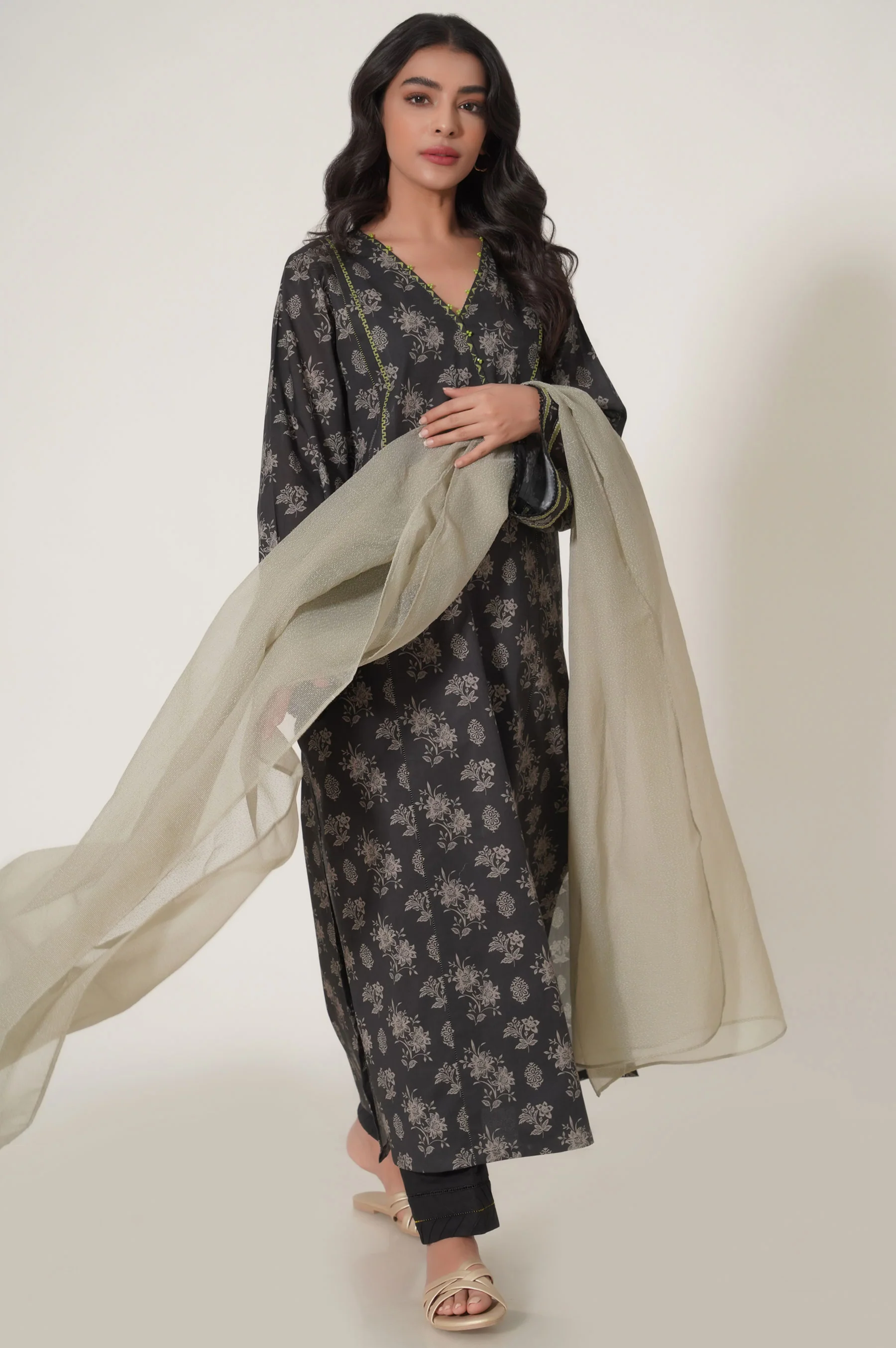 Stitched 2 Piece Printed Cambric Suit - Image 4