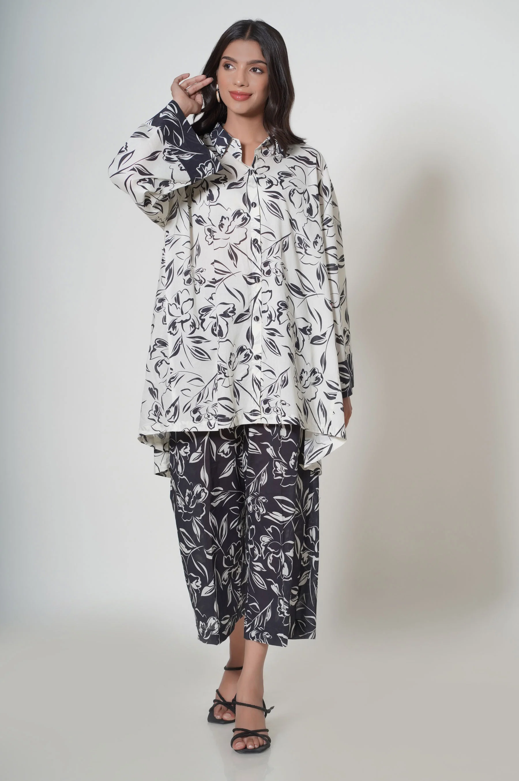 Stitched 2 Piece Printed Cambric Suit - Image 2
