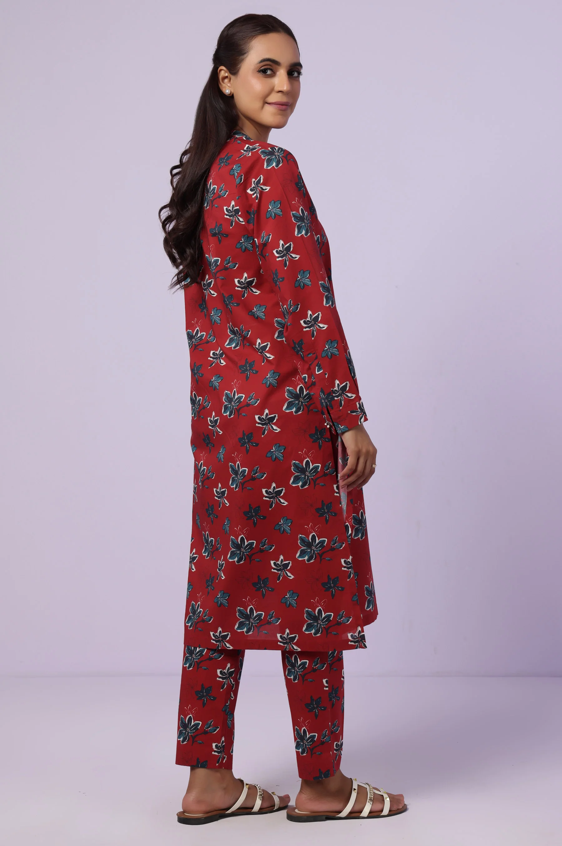 Stitched 2 Piece Printed Cambric Suit - Image 2