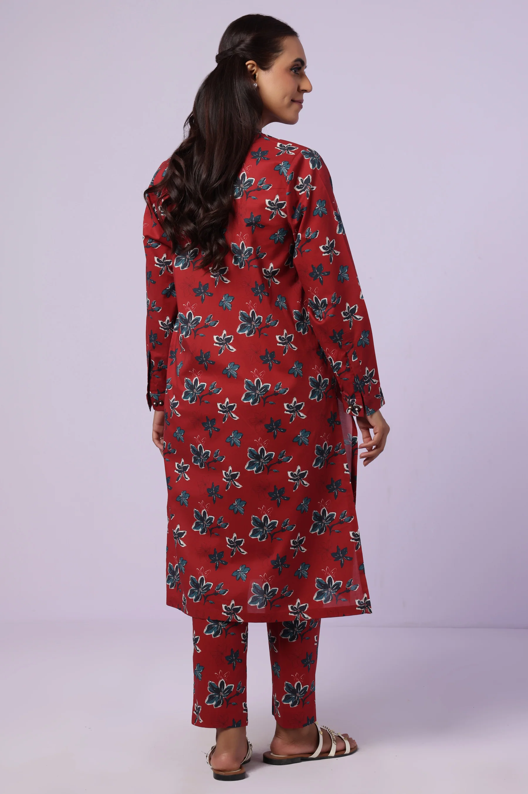 Stitched 2 Piece Printed Cambric Suit - Image 3