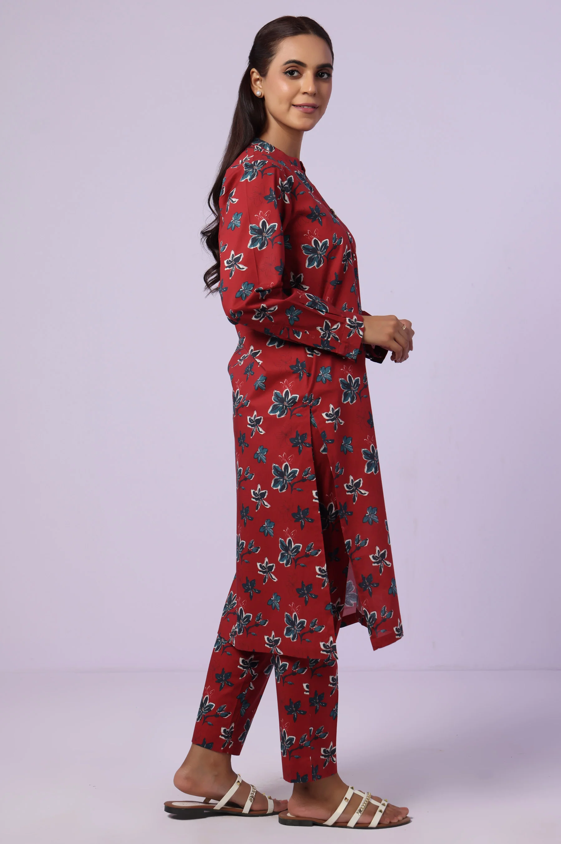 Stitched 2 Piece Printed Cambric Suit - Image 5