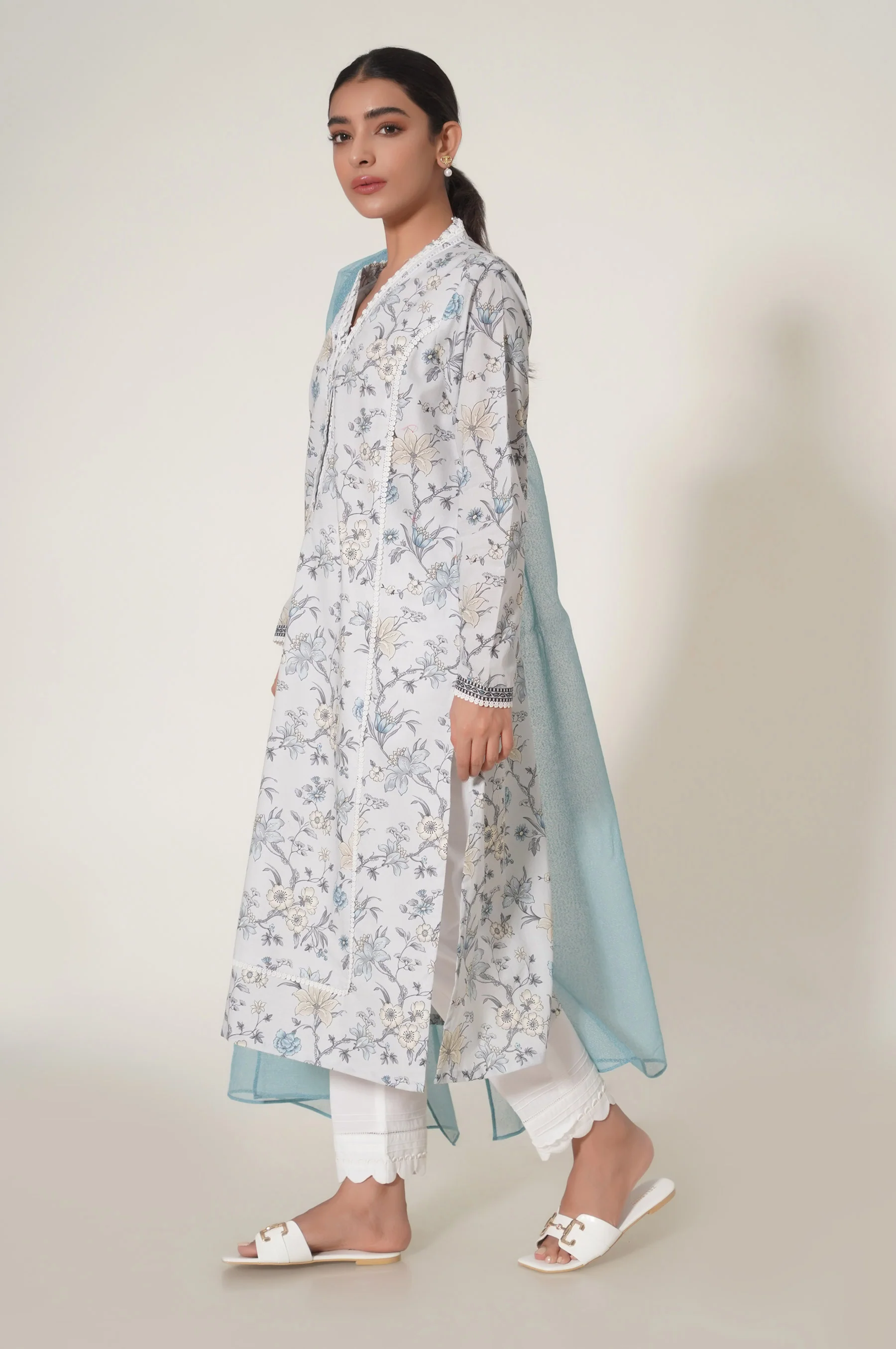 Stitched 2 Piece Printed Cambric Suit - Image 3