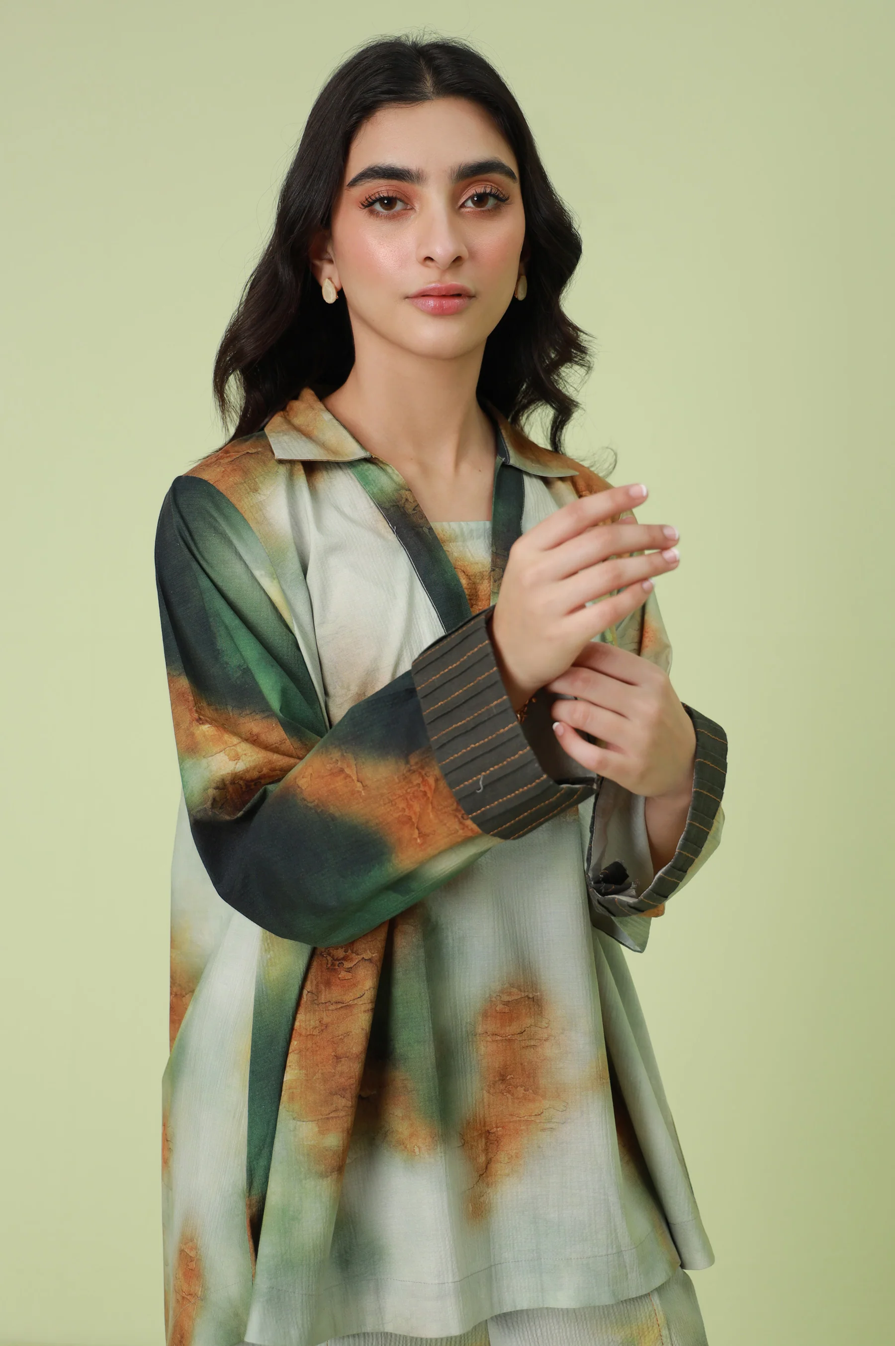 Stitched 2 Piece Digital Printed Ripple Crinkle Co-Ord Set - Image 3