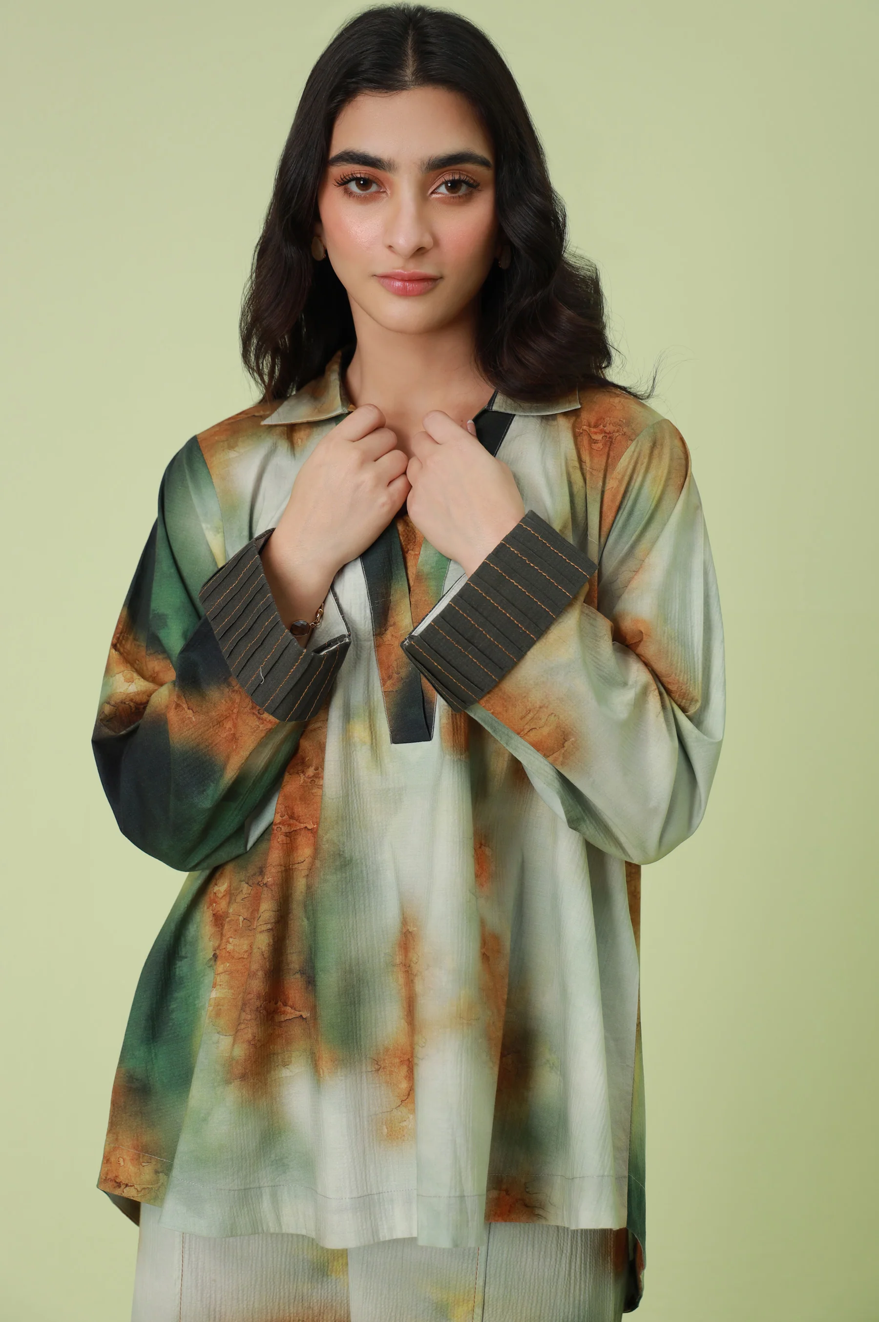 Stitched 2 Piece Digital Printed Ripple Crinkle Co-Ord Set - Image 5