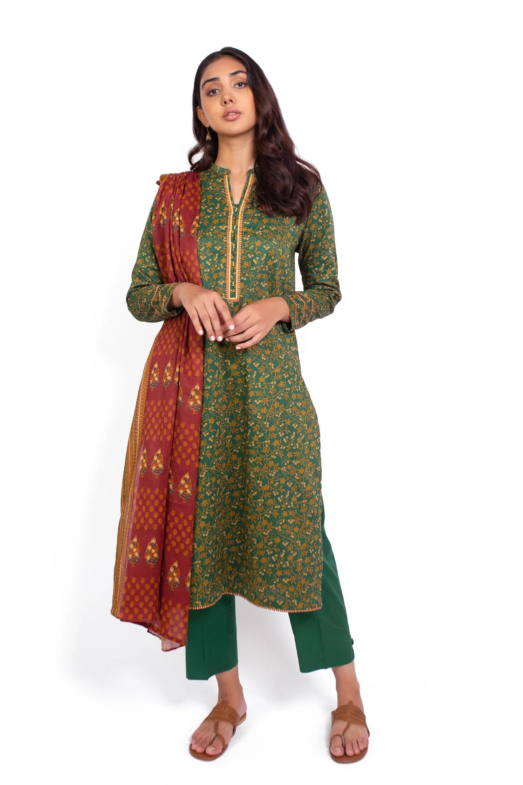 Stitched 2 Piece Printed Cottel Suit - Image 2