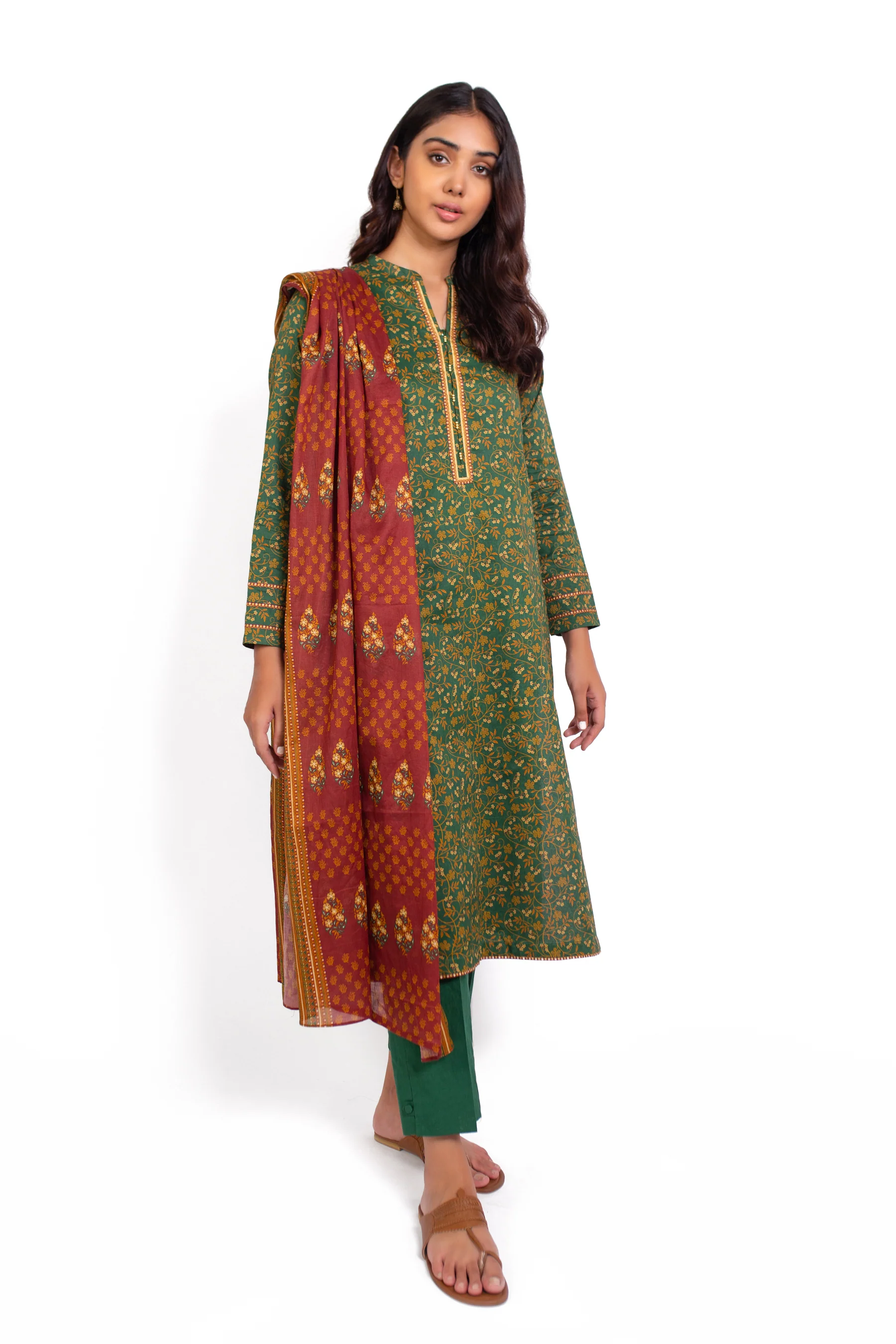 Stitched 2 Piece Printed Cottel Suit - Image 4