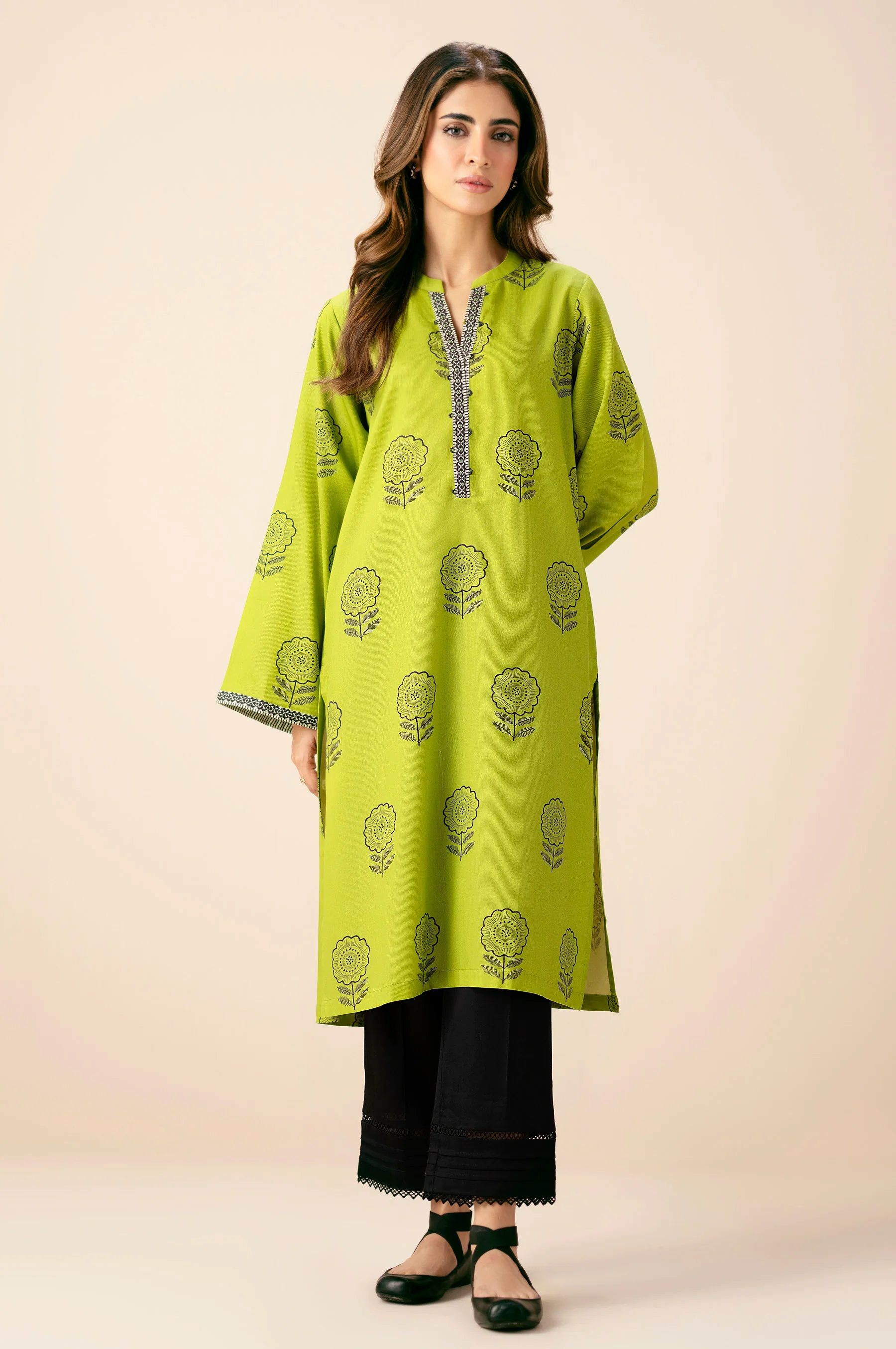 STITCHED PRINTED SHIRT BOTTOM