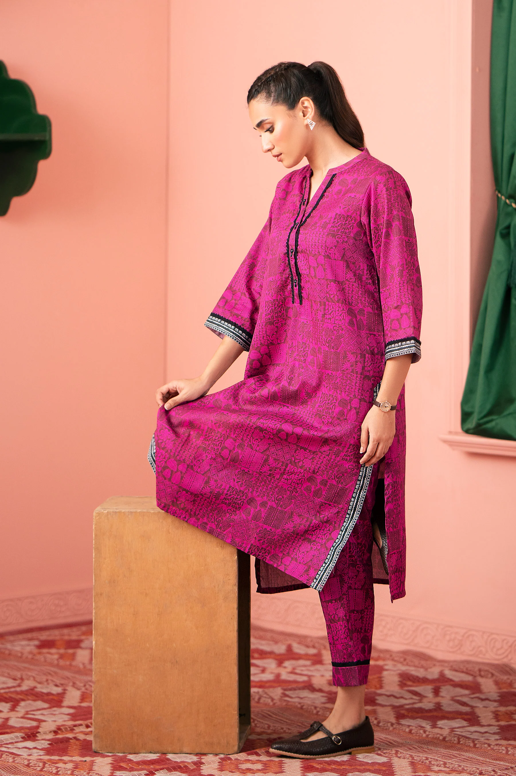 STITCHED PRINTED SHIRT BOTTOM - Image 3