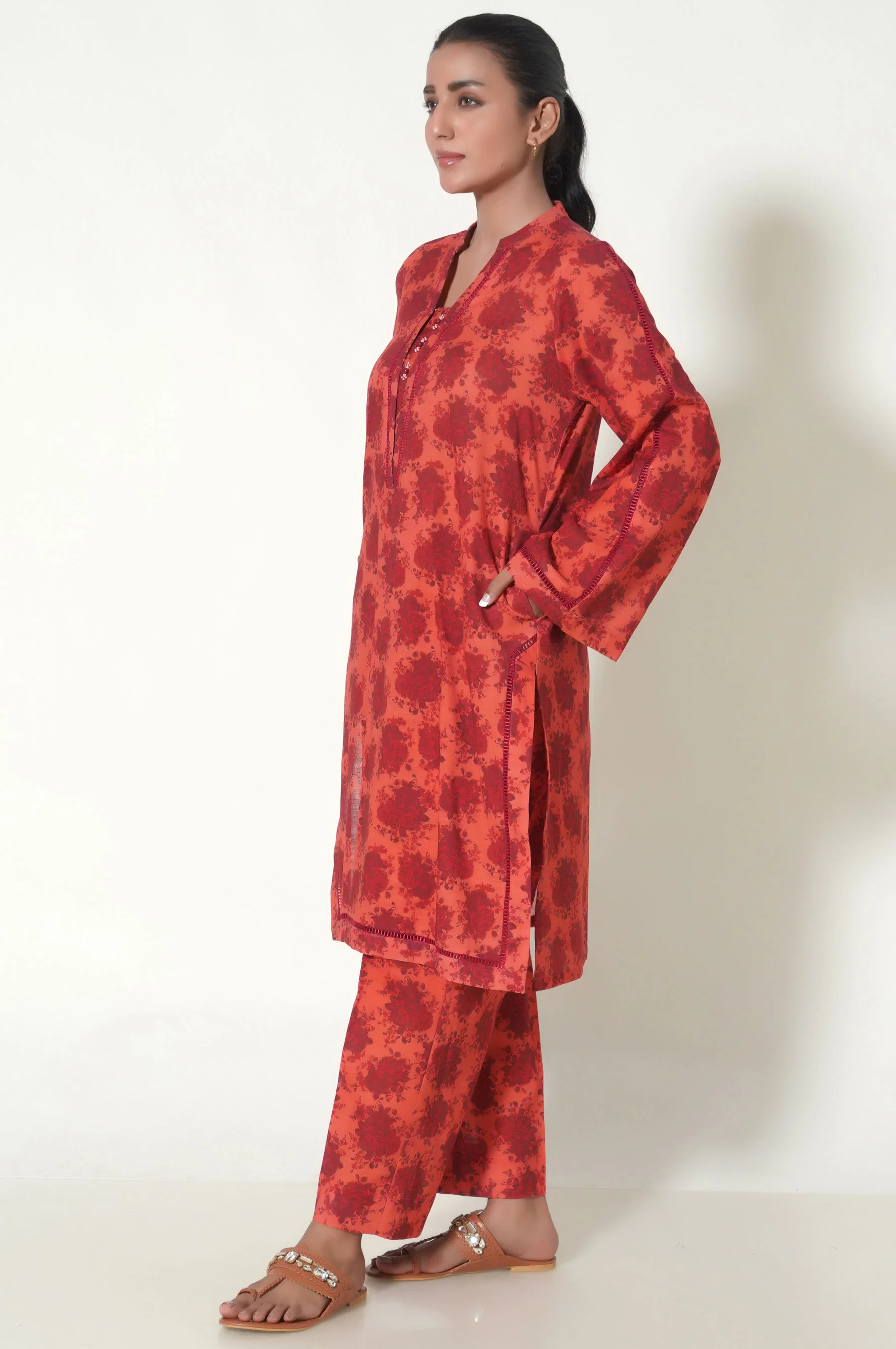 Stitched 2 Piece Printed Cottel Suit - Image 2