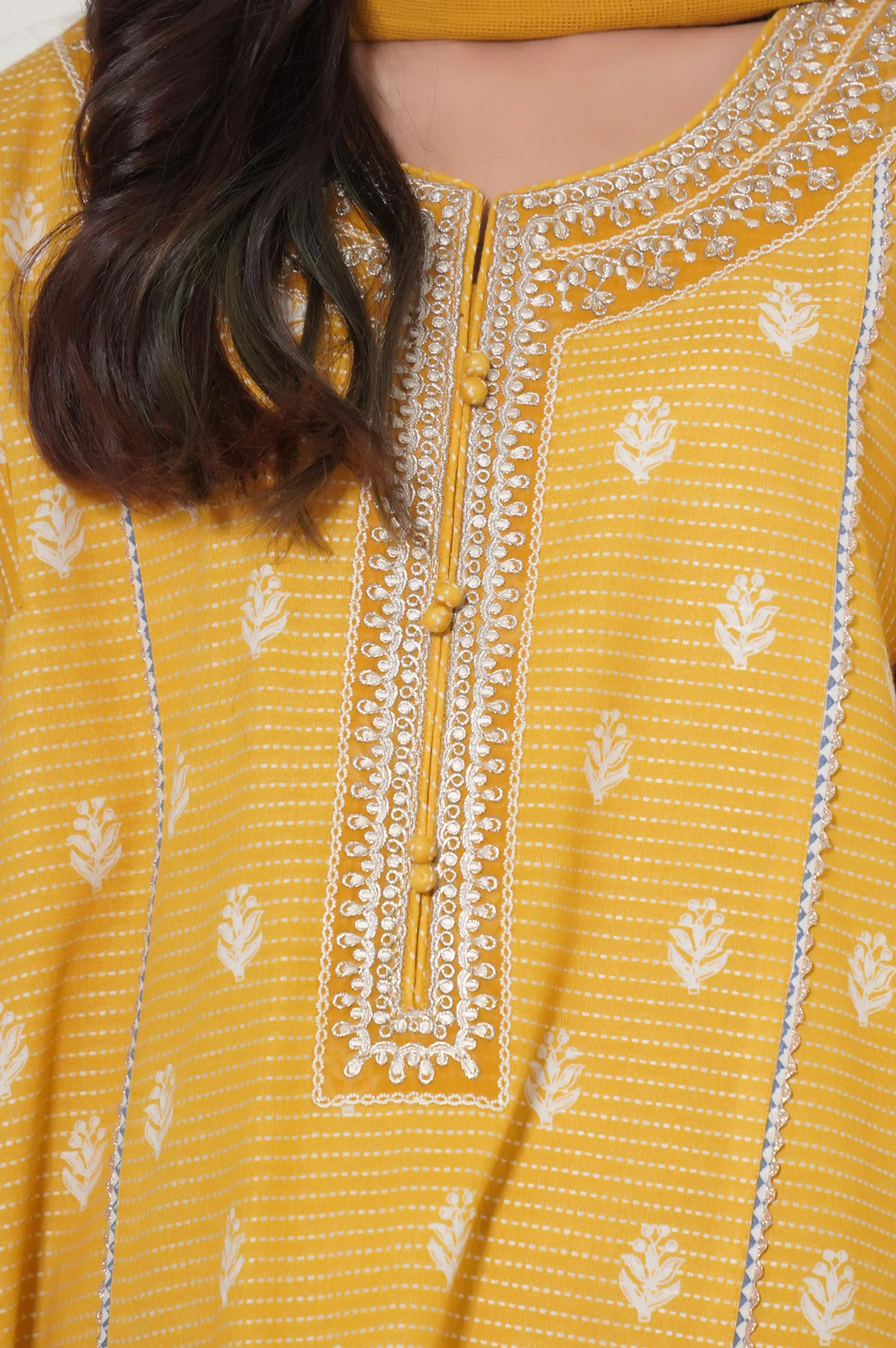 Stitched 2 Piece Printed Dobby Lawn Suit - Image 2