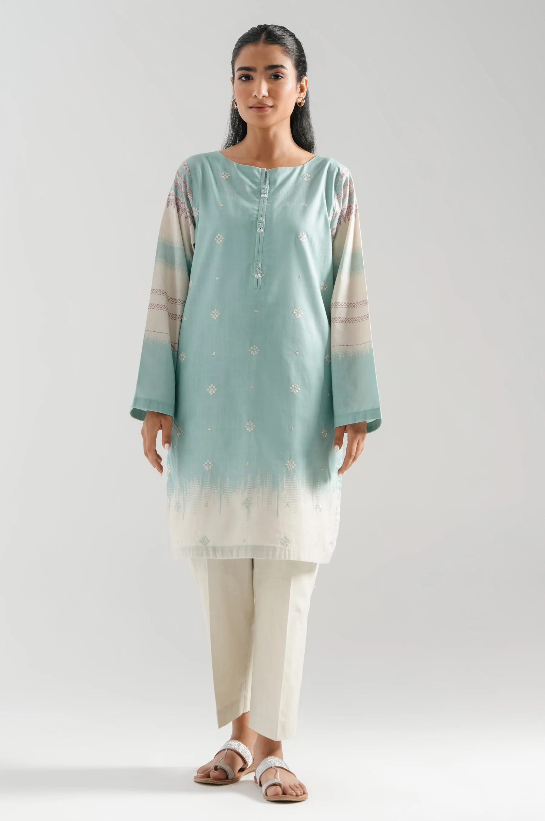 STITCHED EMBROIDERED BOTH SIDE SLUB SHIRT BOTTOM