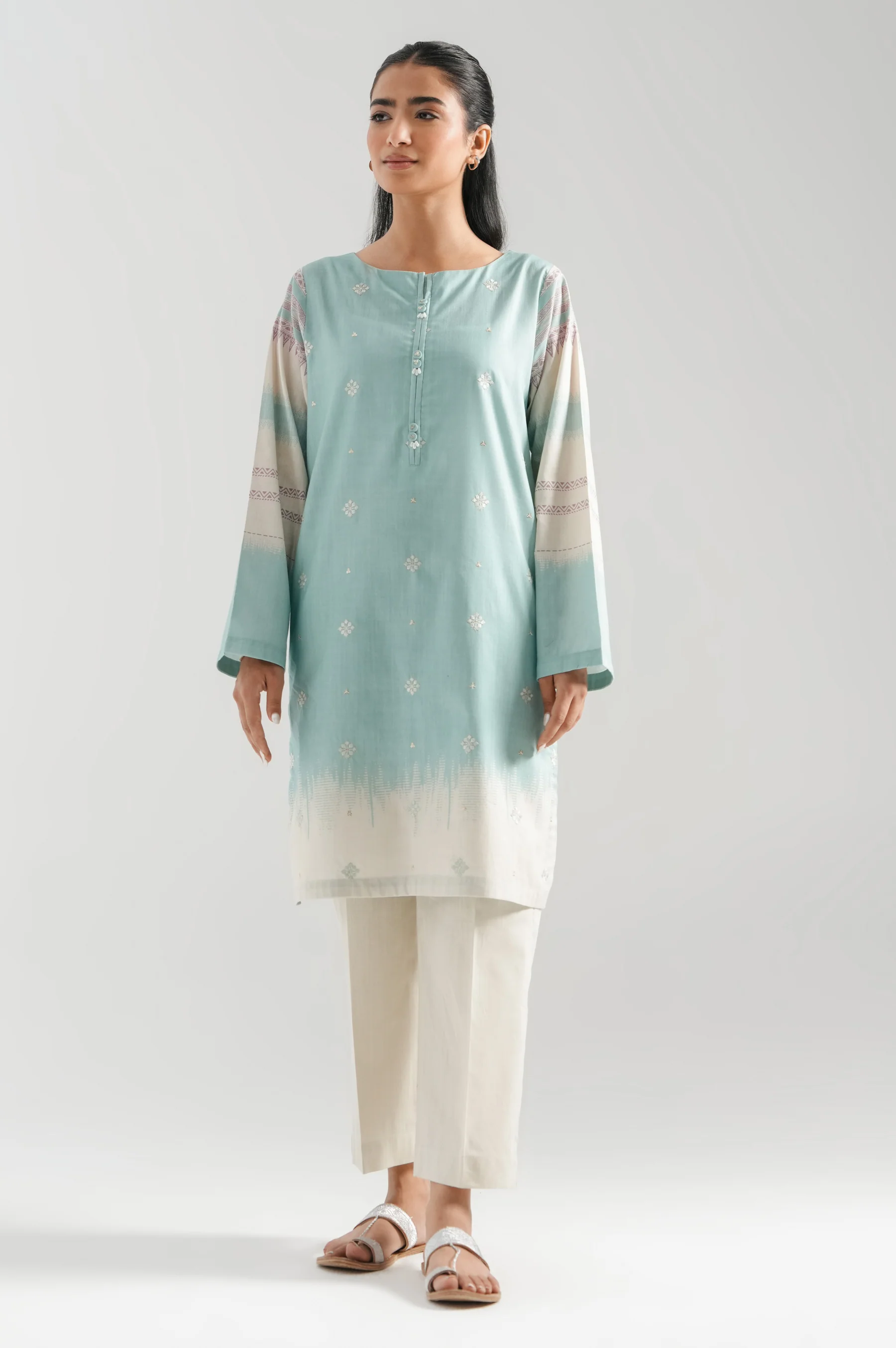 STITCHED EMBROIDERED BOTH SIDE SLUB SHIRT BOTTOM - Image 5