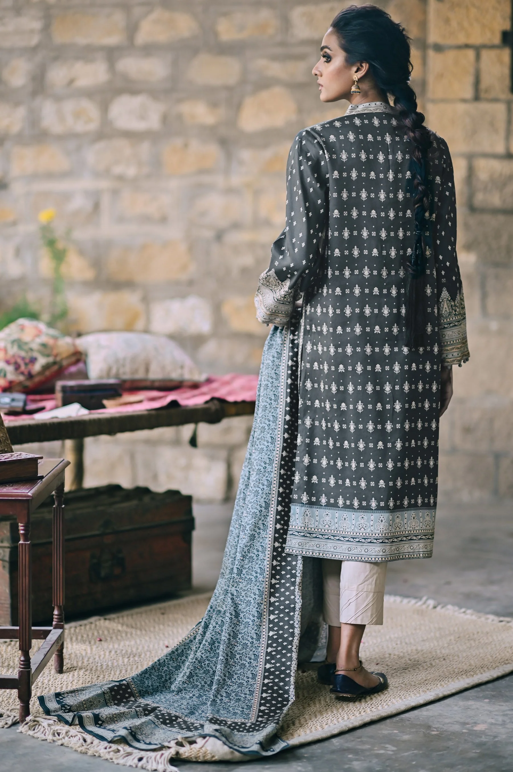 Stitched 2 Piece Printed Karandi Suit - Image 3