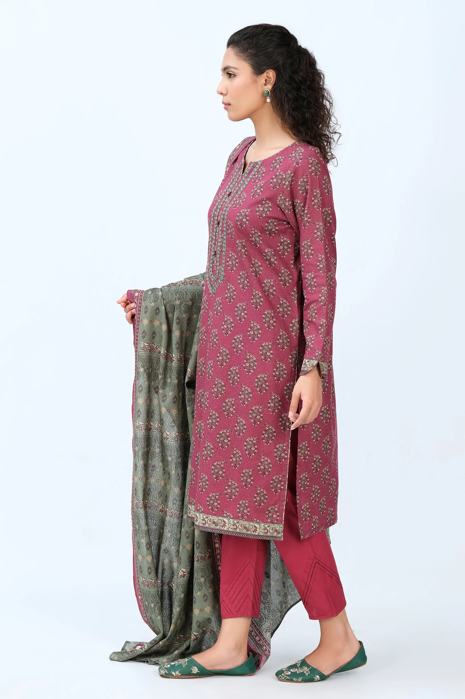 Stitched 2 Piece Printed Karandi Suit - Image 3