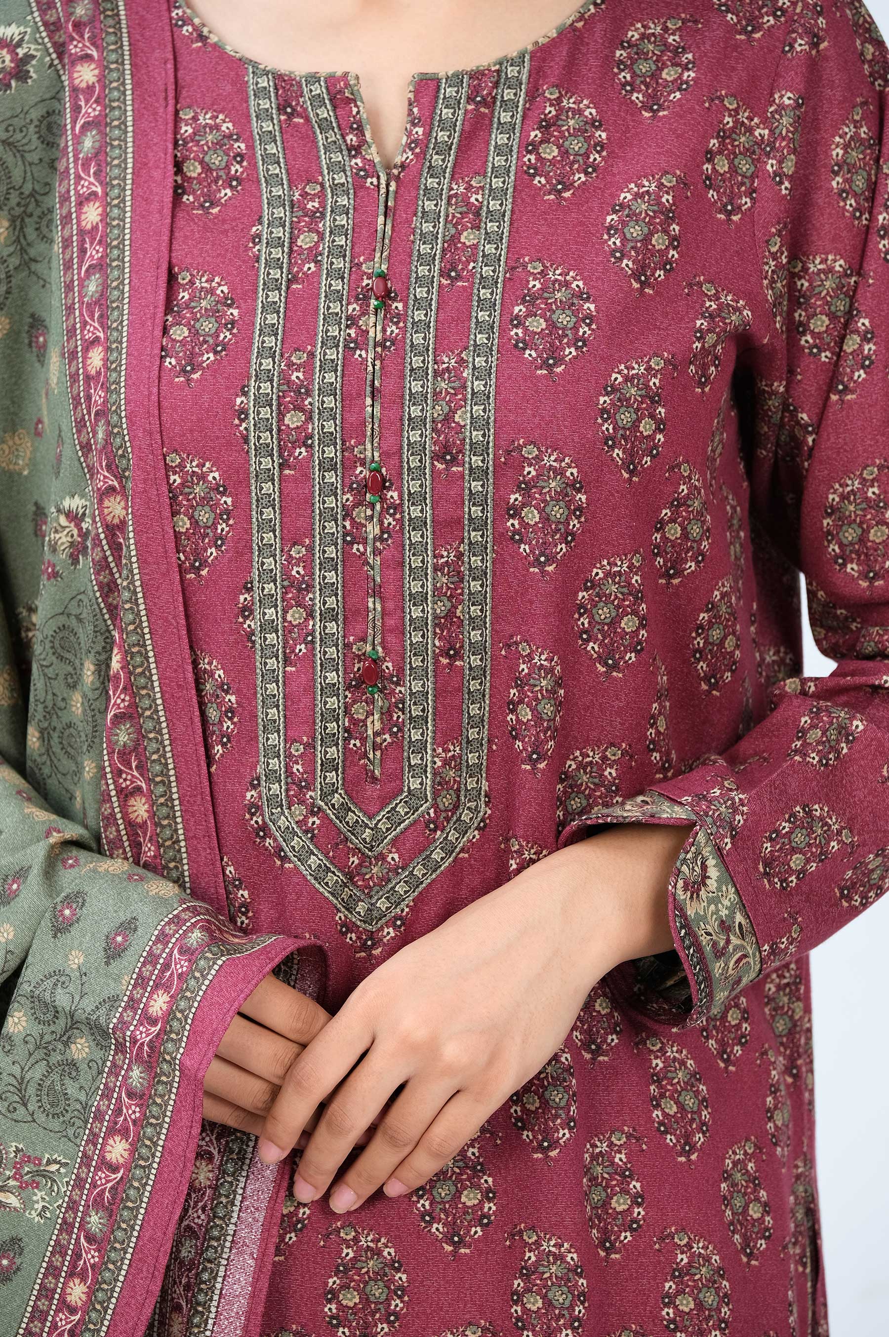 Stitched 2 Piece Printed Karandi Suit - Image 5