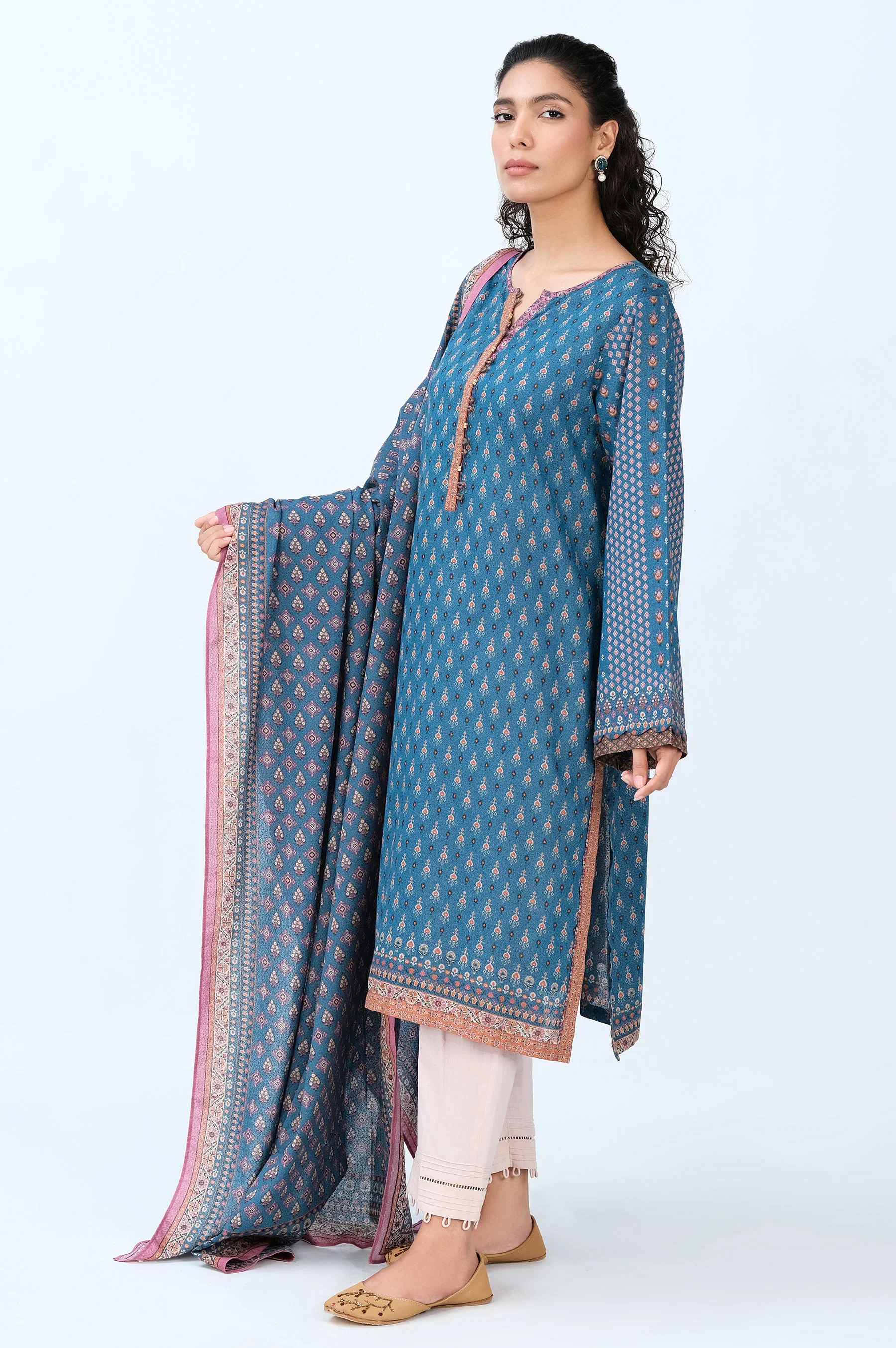 Stitched 2 Piece Printed Karandi Suit - Image 2