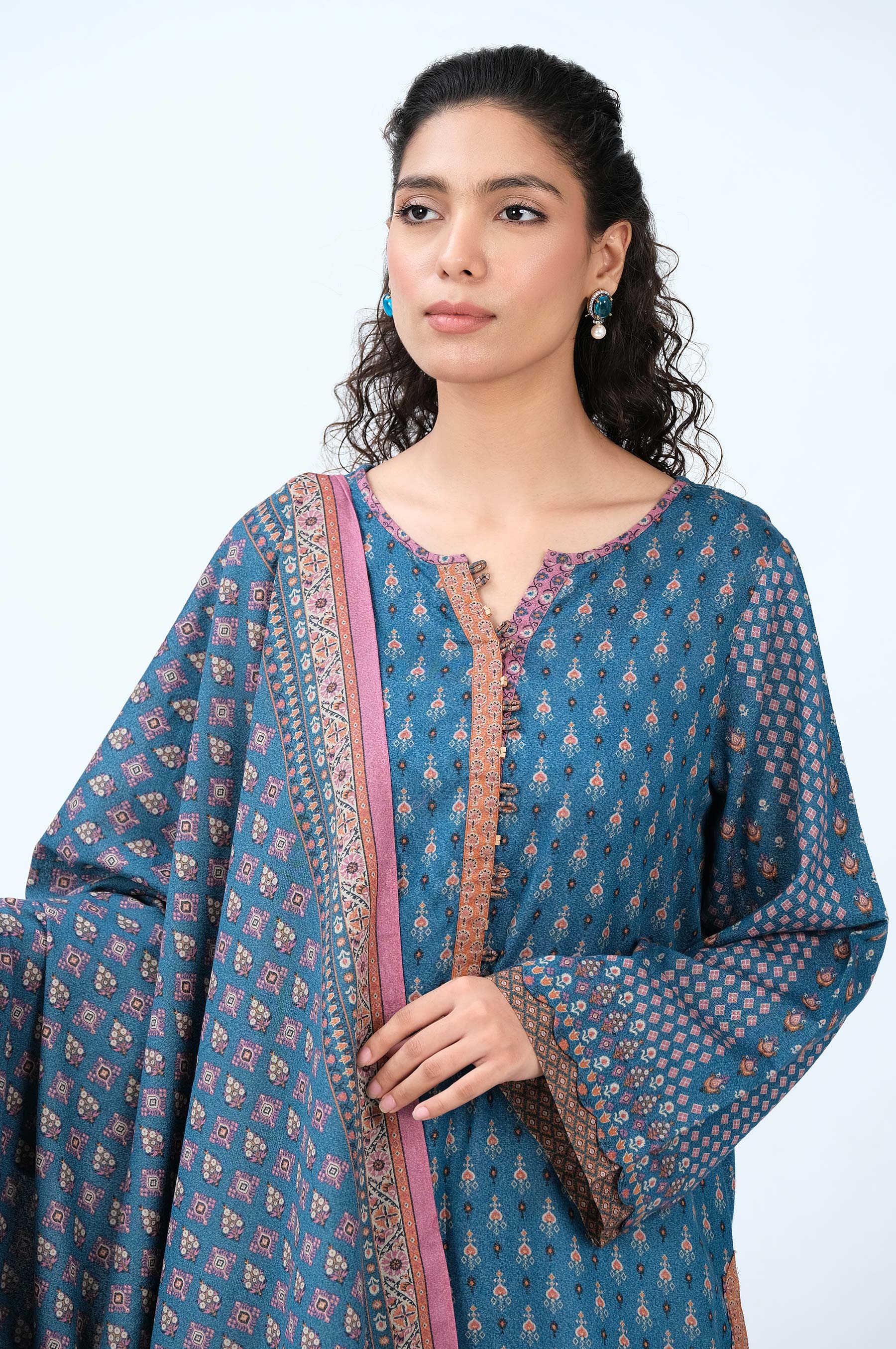 Stitched 2 Piece Printed Karandi Suit - Image 4