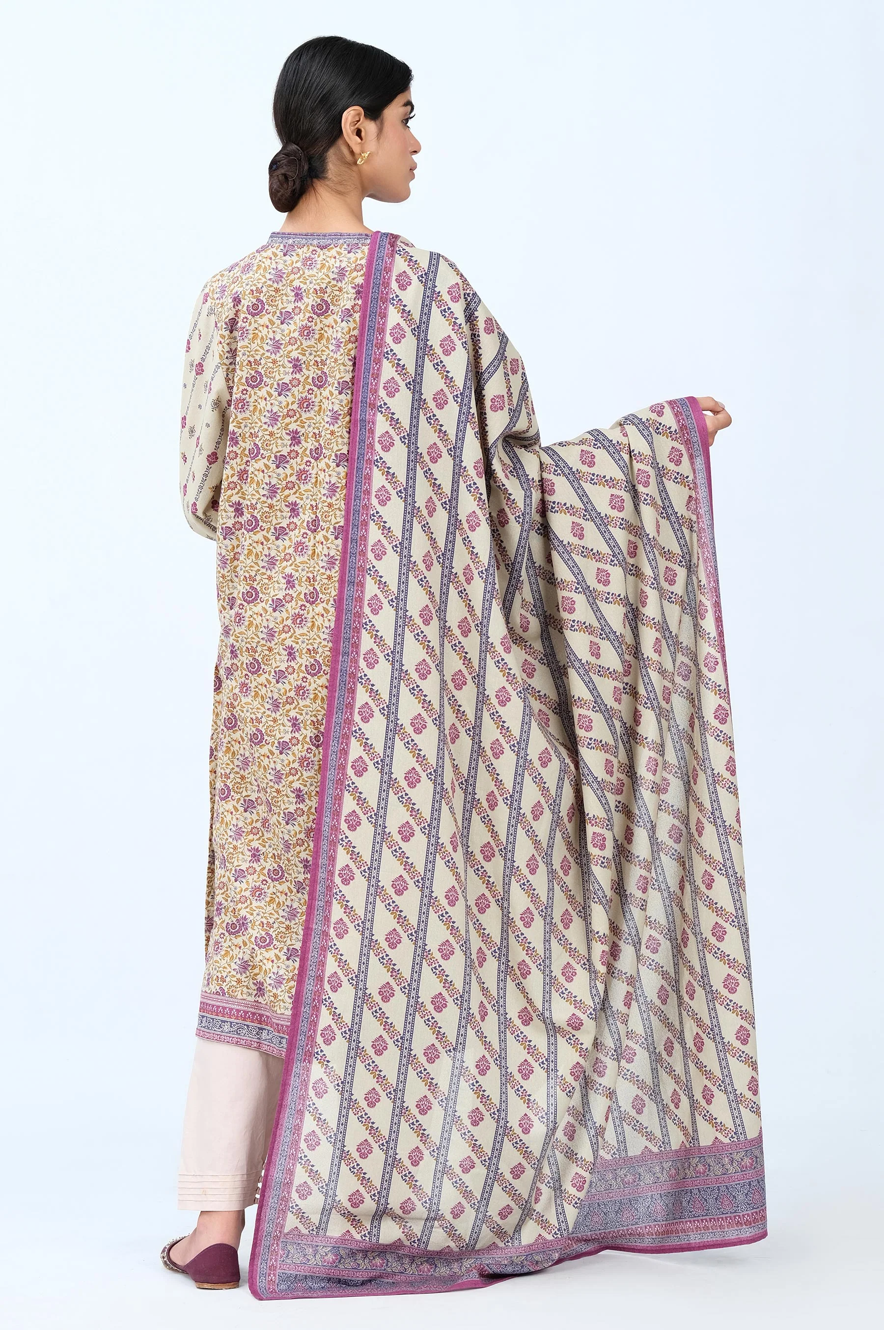 Stitched 2 Piece Printed Karandi Suit - Image 3