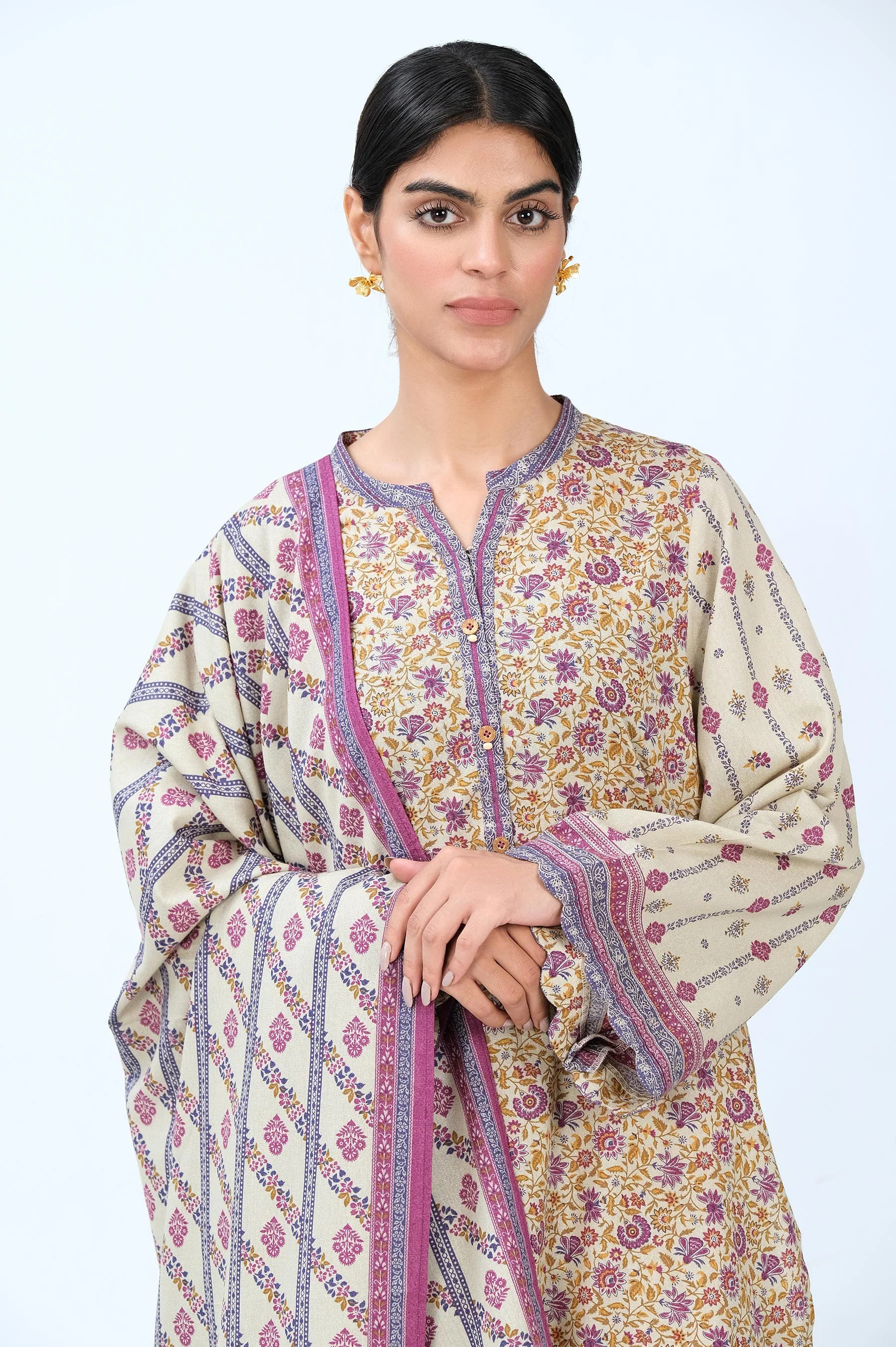 Stitched 2 Piece Printed Karandi Suit - Image 4