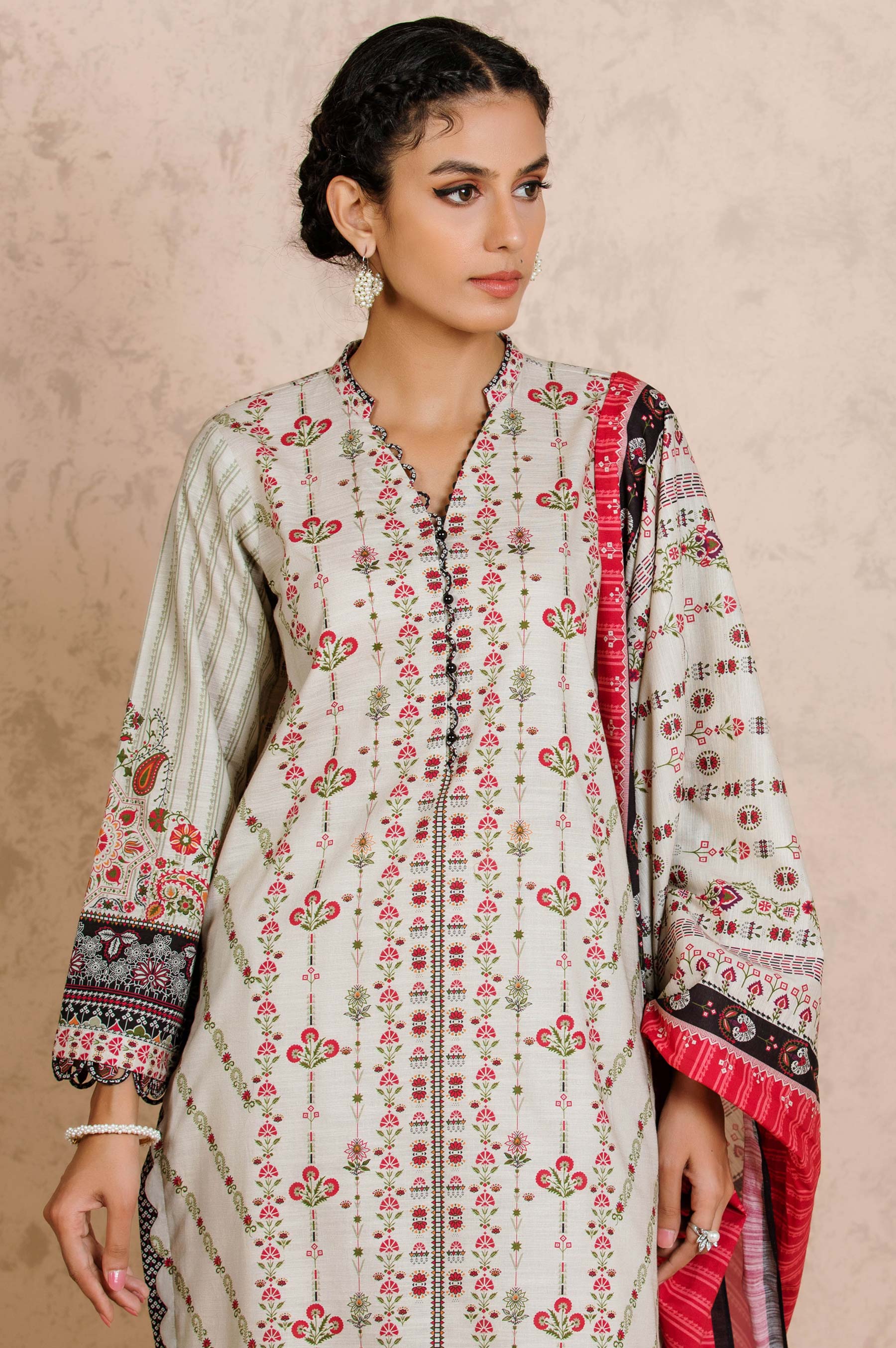 Stitched 2 Piece Printed Khaddar Suit - Image 2