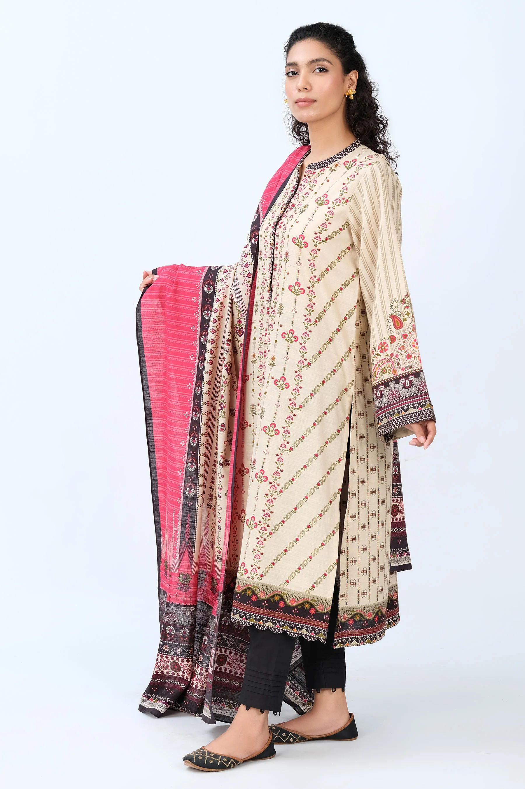 Stitched 2 Piece Printed Khaddar Suit - Image 2