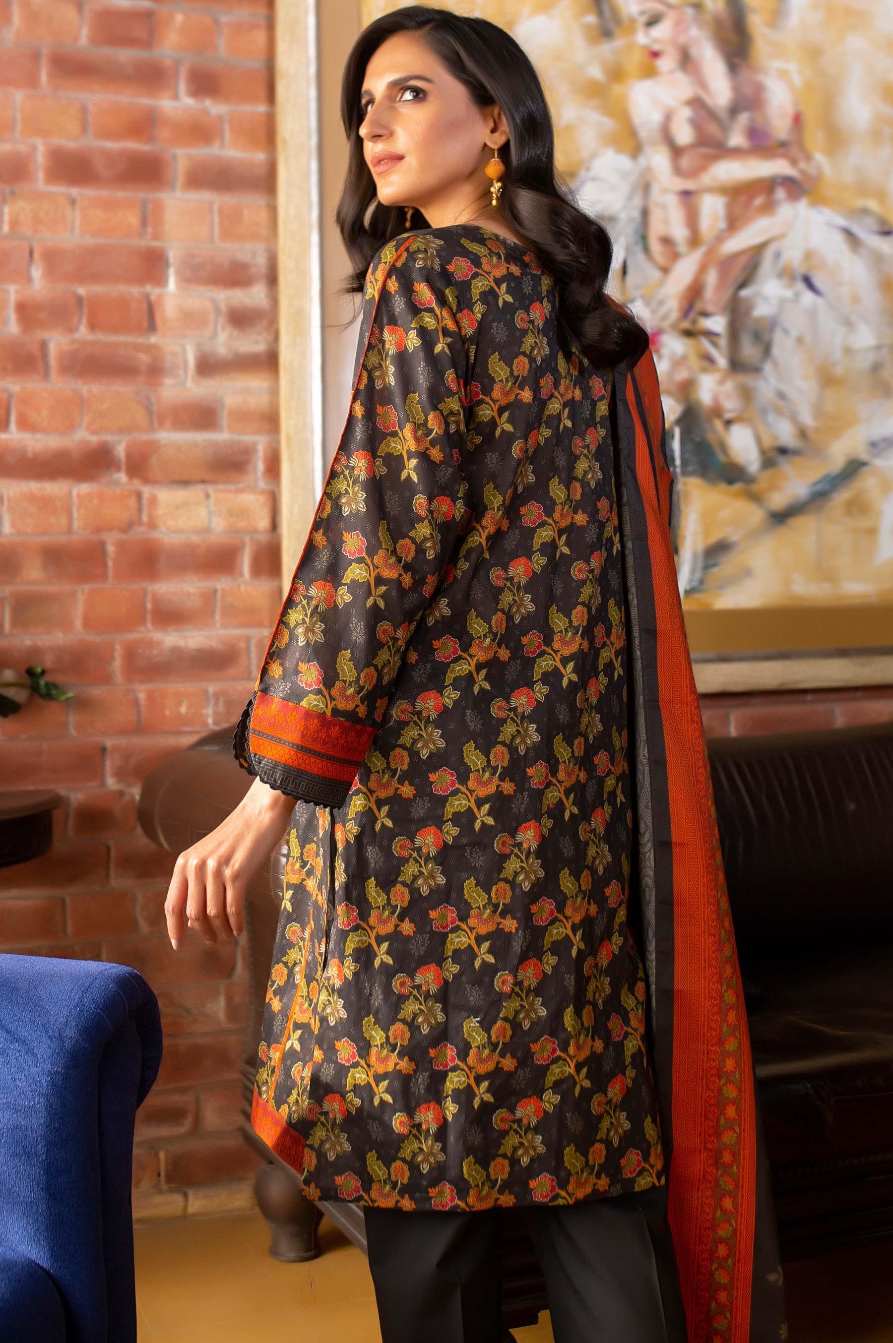 Stitched 2 Piece Printed Lawn Suit with Printed Lawn Dupatta - Image 2