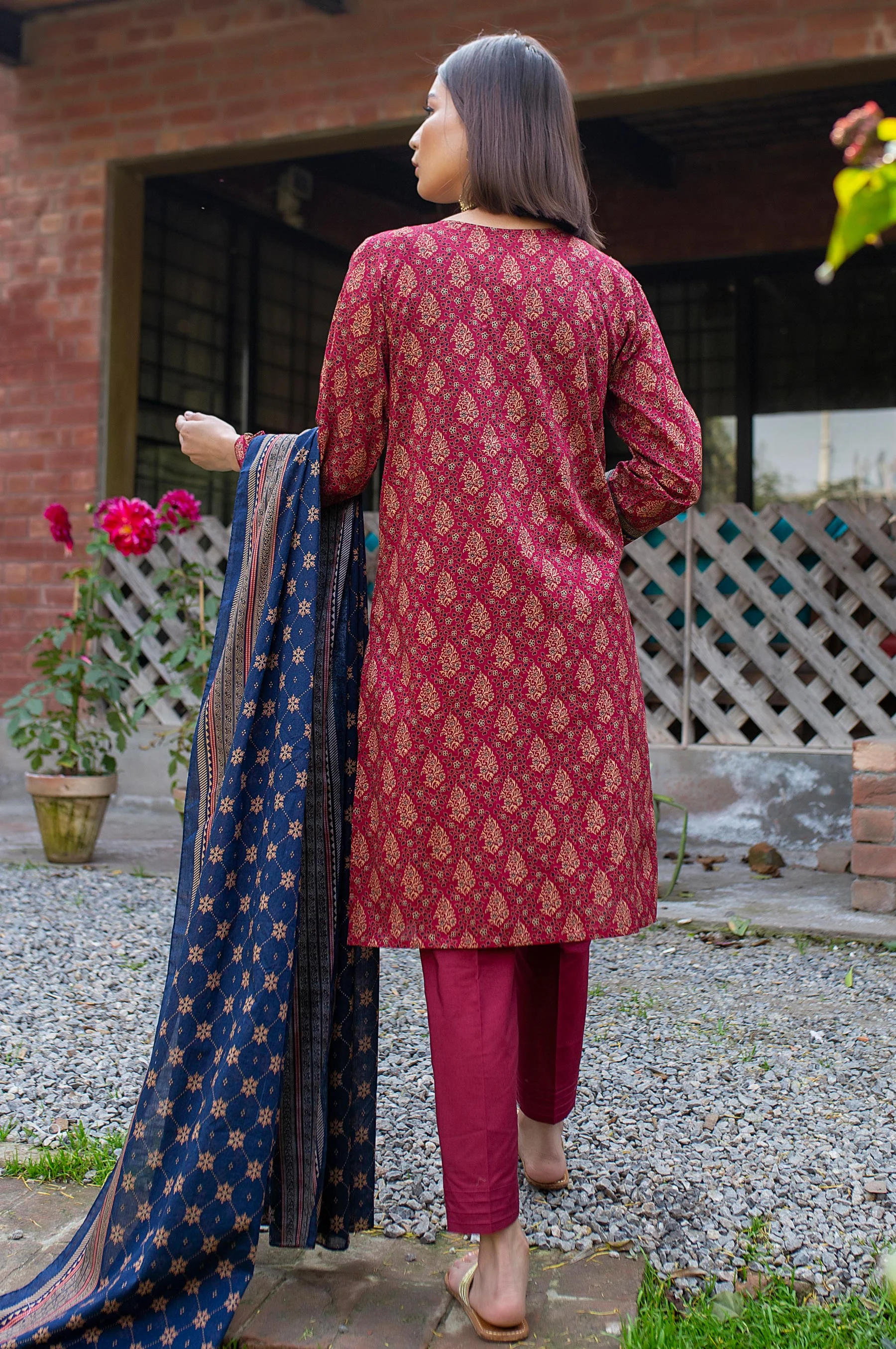 Stitched 2 Piece Printed Lawn Suit with Printed Lawn Dupatta - Image 2