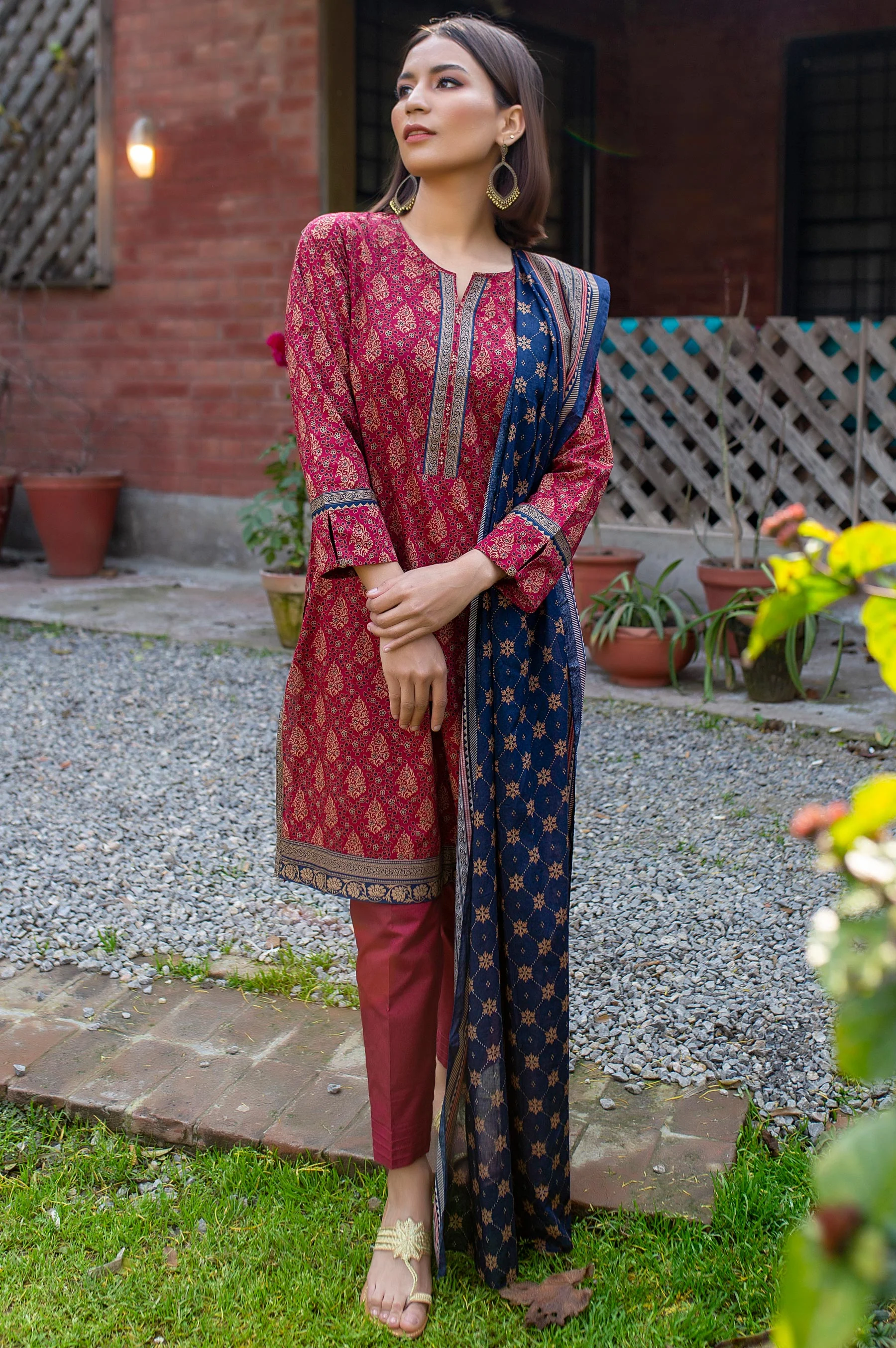 Stitched 2 Piece Printed Lawn Suit with Printed Lawn Dupatta - Image 4