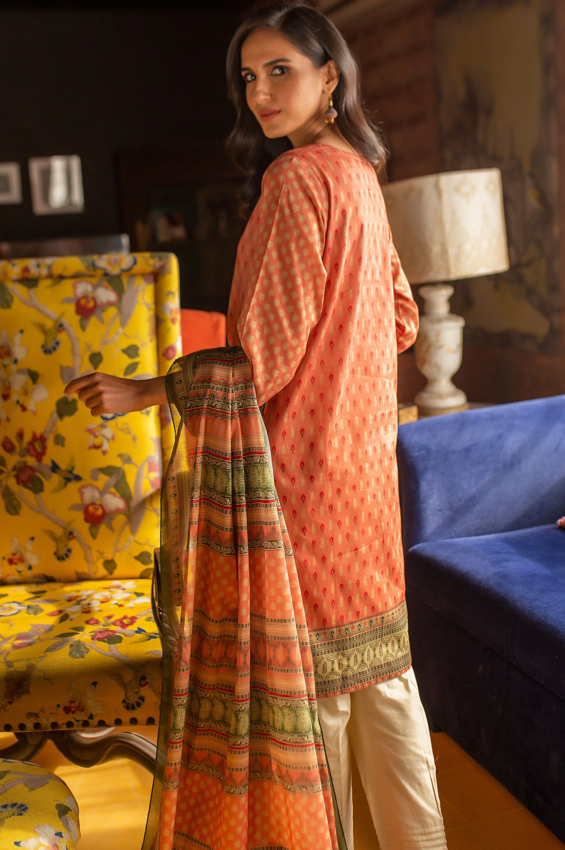 Stitched 2 Piece Printed Lawn Suit with Printed Lawn Dupatta - Image 5