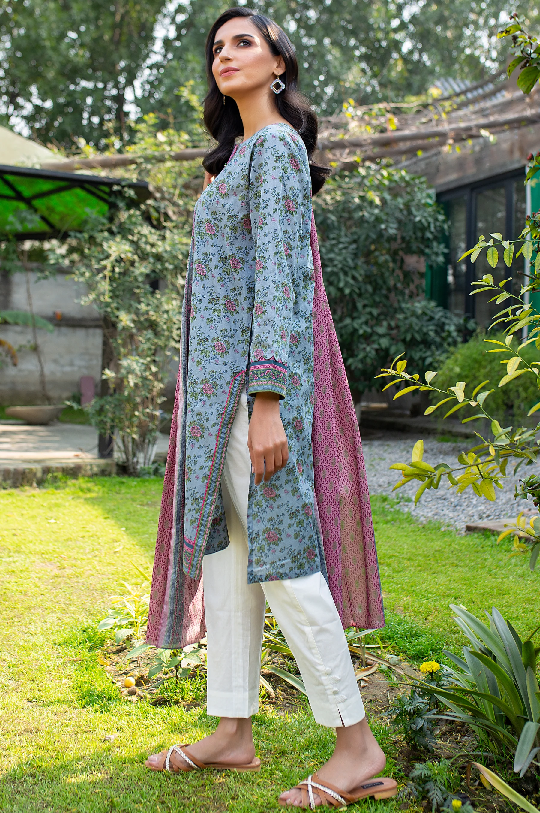 Stitched 2 Piece Printed Lawn Suit with Printed Lawn Dupatta - Image 2