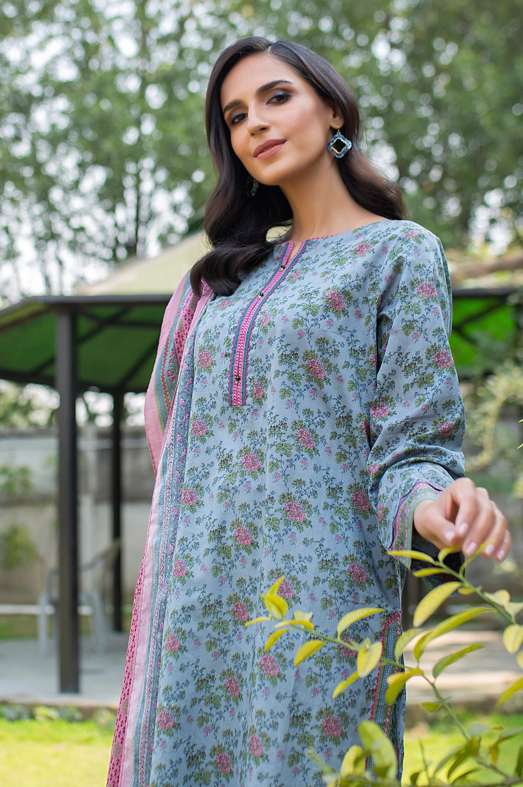 Stitched 2 Piece Printed Lawn Suit with Printed Lawn Dupatta - Image 4