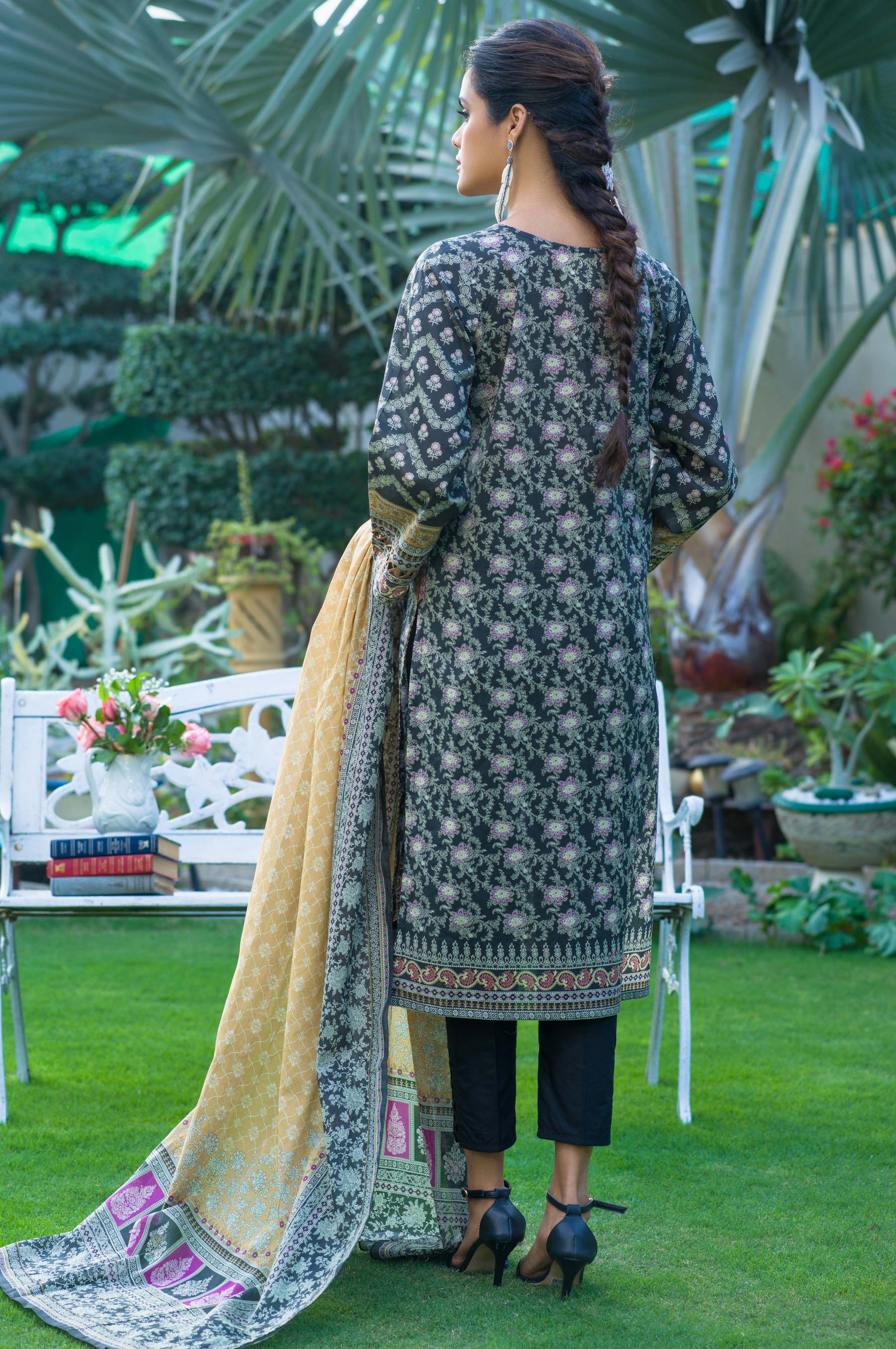 Stitched 2 Piece Printed Lawn with Cotton Net Suit - Image 5