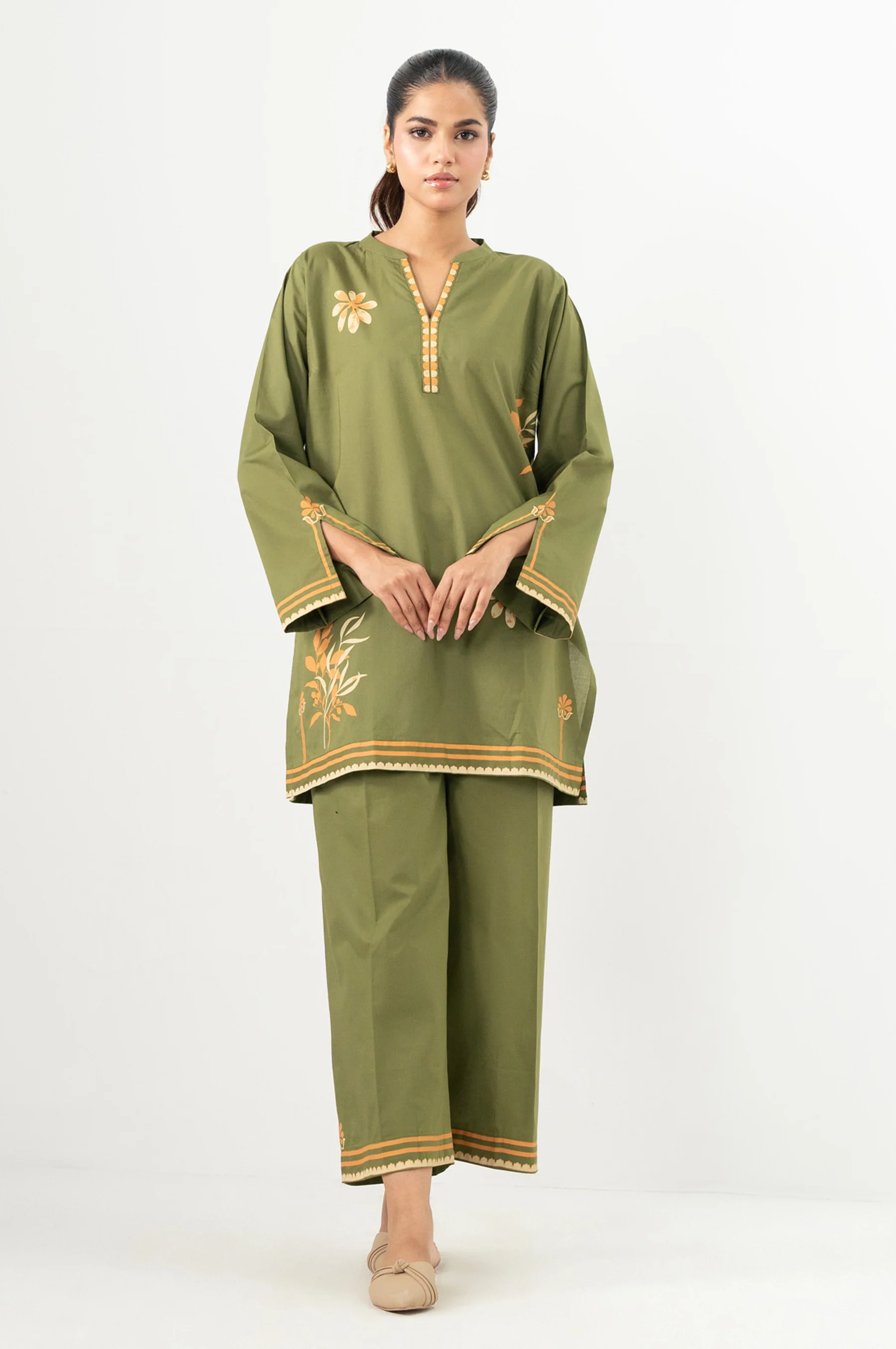 Stitched 2 Piece Screen Printed Cambric Suit - Image 3