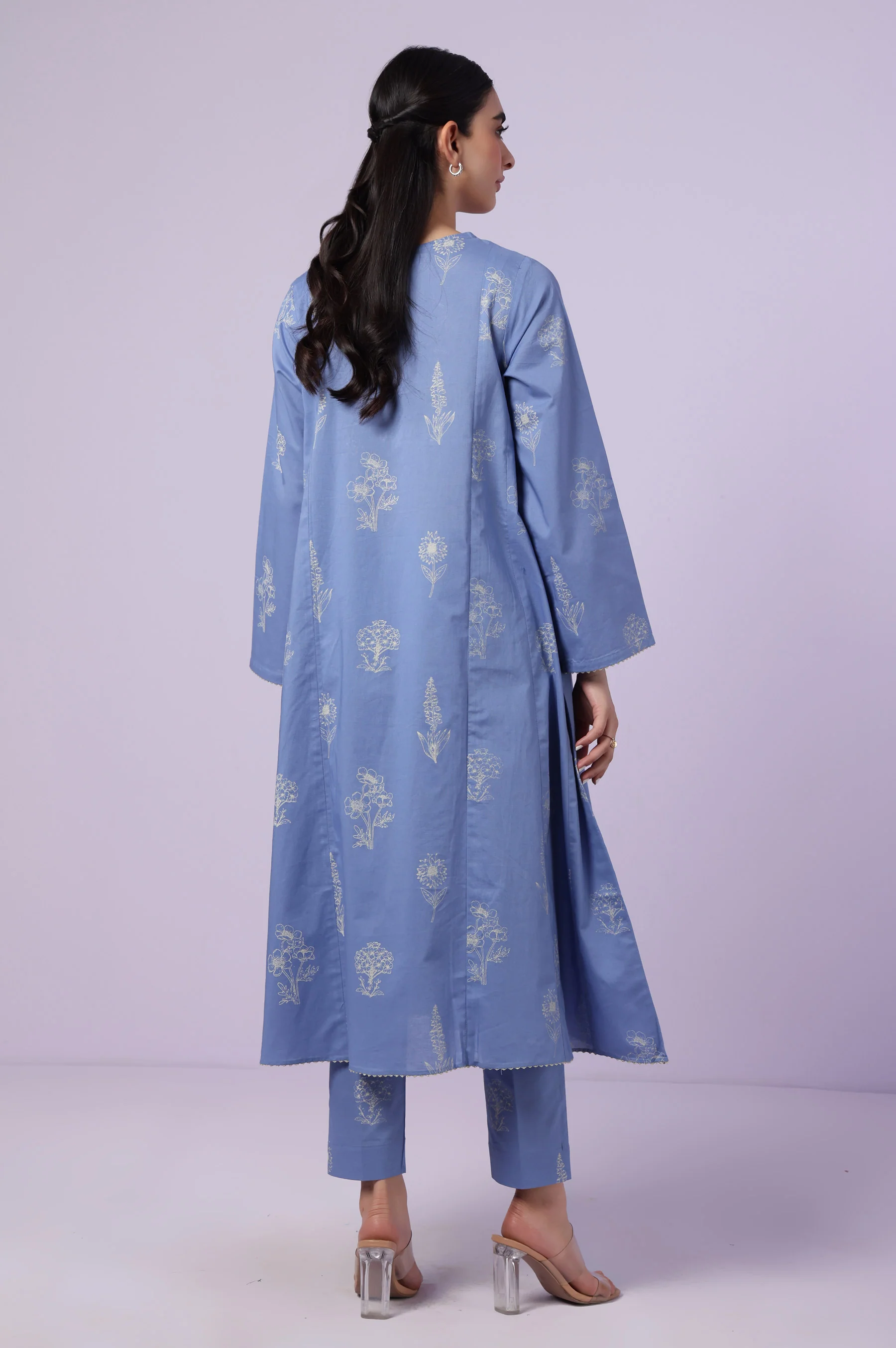 Stitched 2 Piece Screen Printed + Embroidered Cambric Suit - Image 6